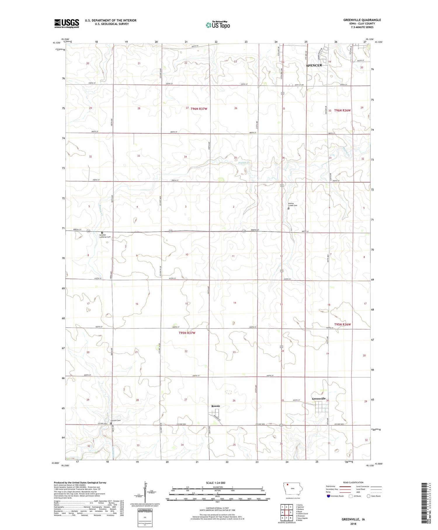 Greenville Iowa US Topo Map Image