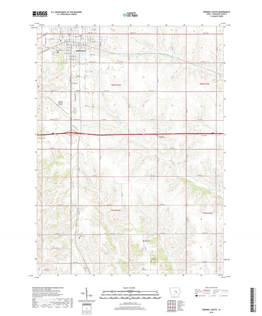 Grinnell South Iowa US Topo Map Image