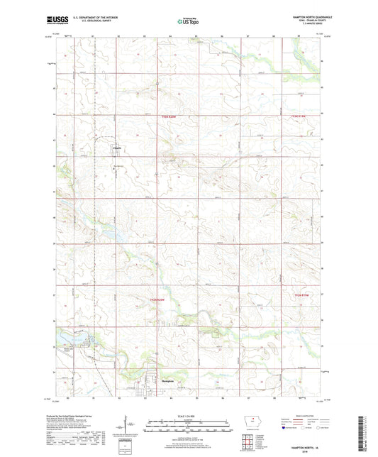 Hampton North Iowa US Topo Map Image