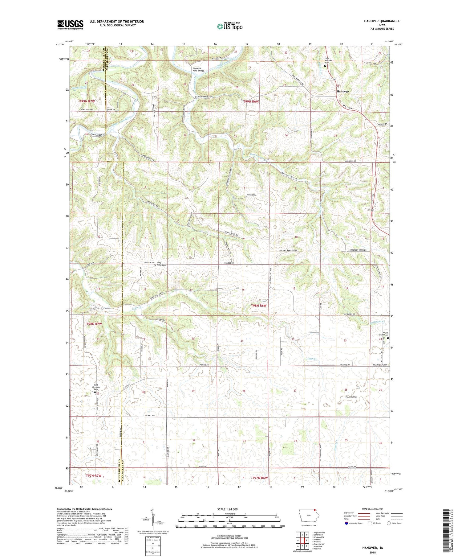 Hanover Iowa US Topo Map Image