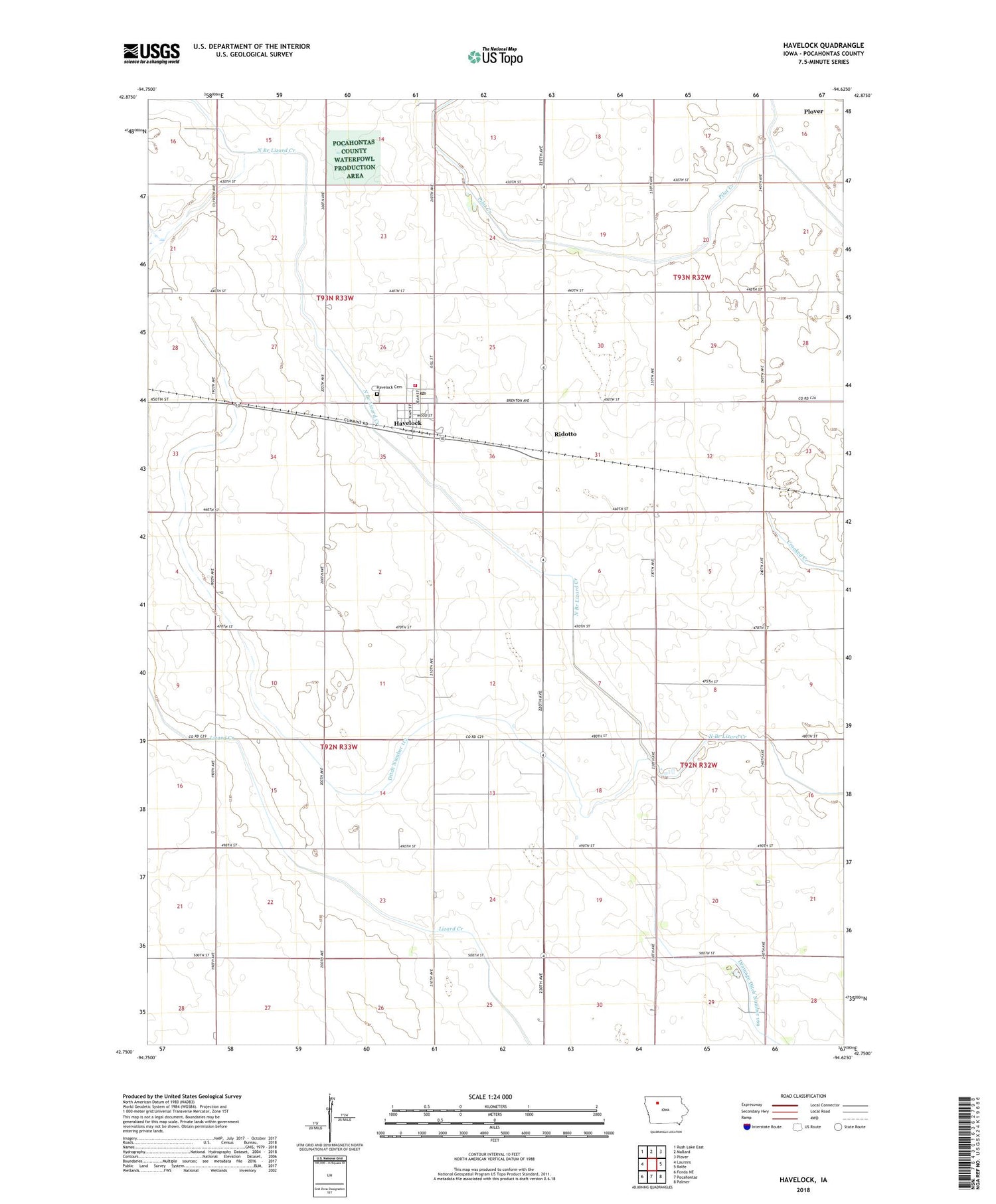 Havelock Iowa US Topo Map Image