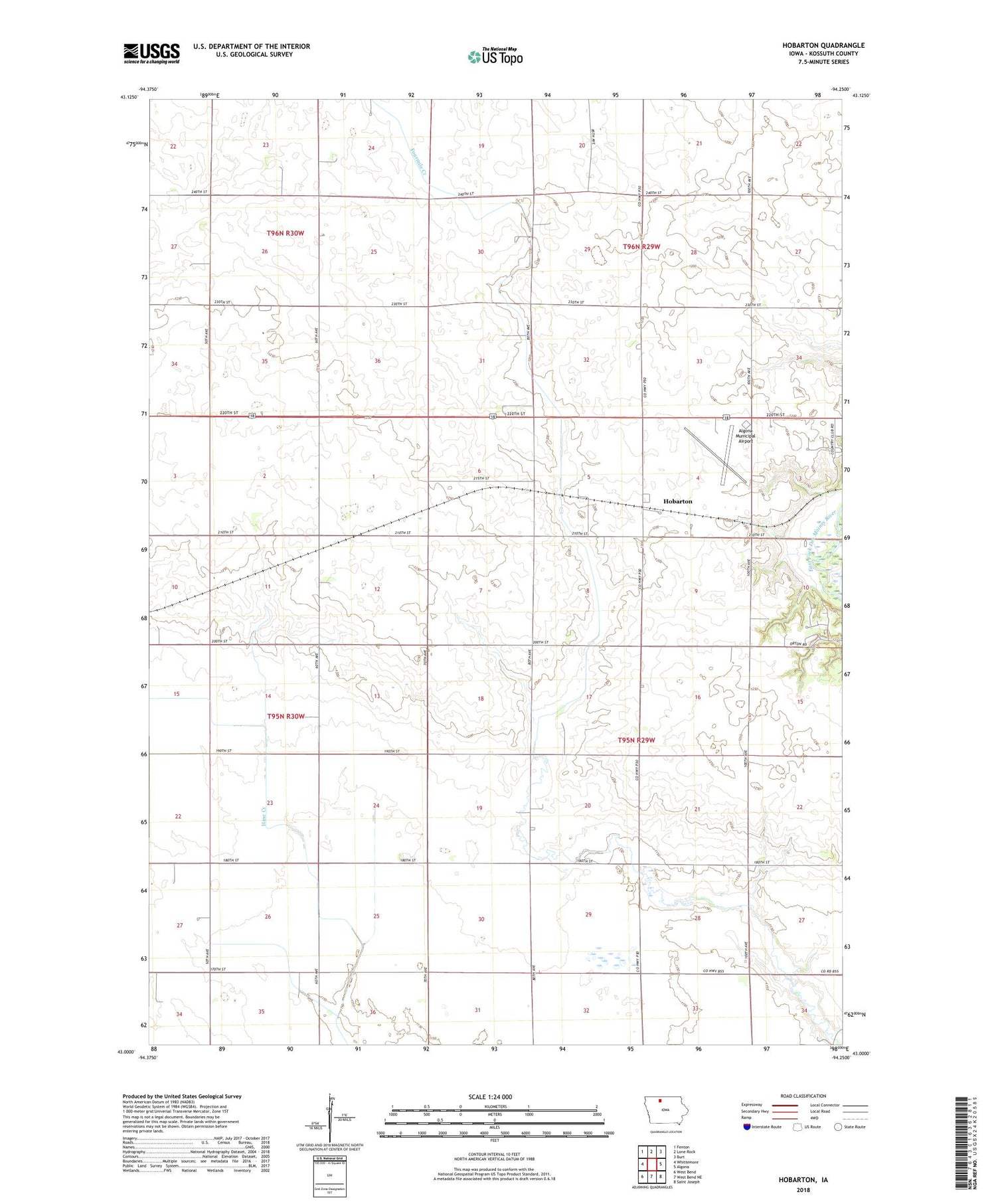 Hobarton Iowa US Topo Map Image