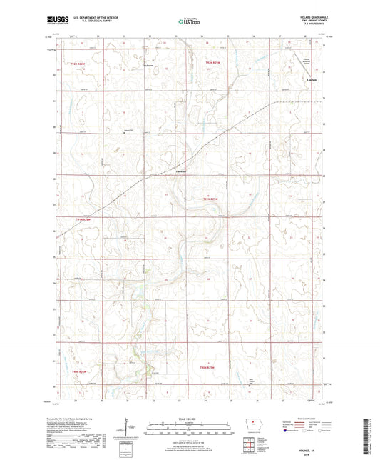 Holmes Iowa US Topo Map Image