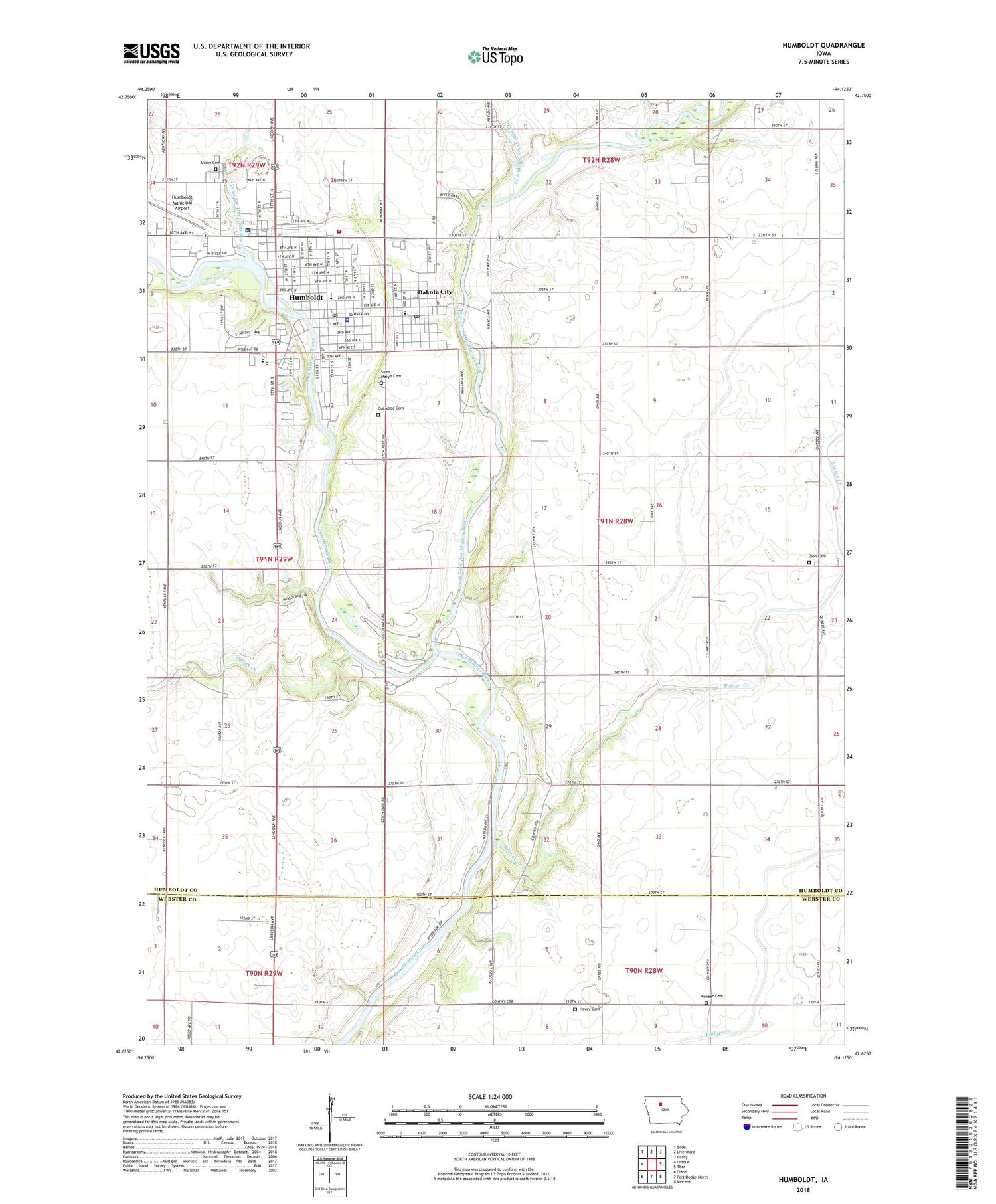 Humboldt Iowa US Topo Map Image