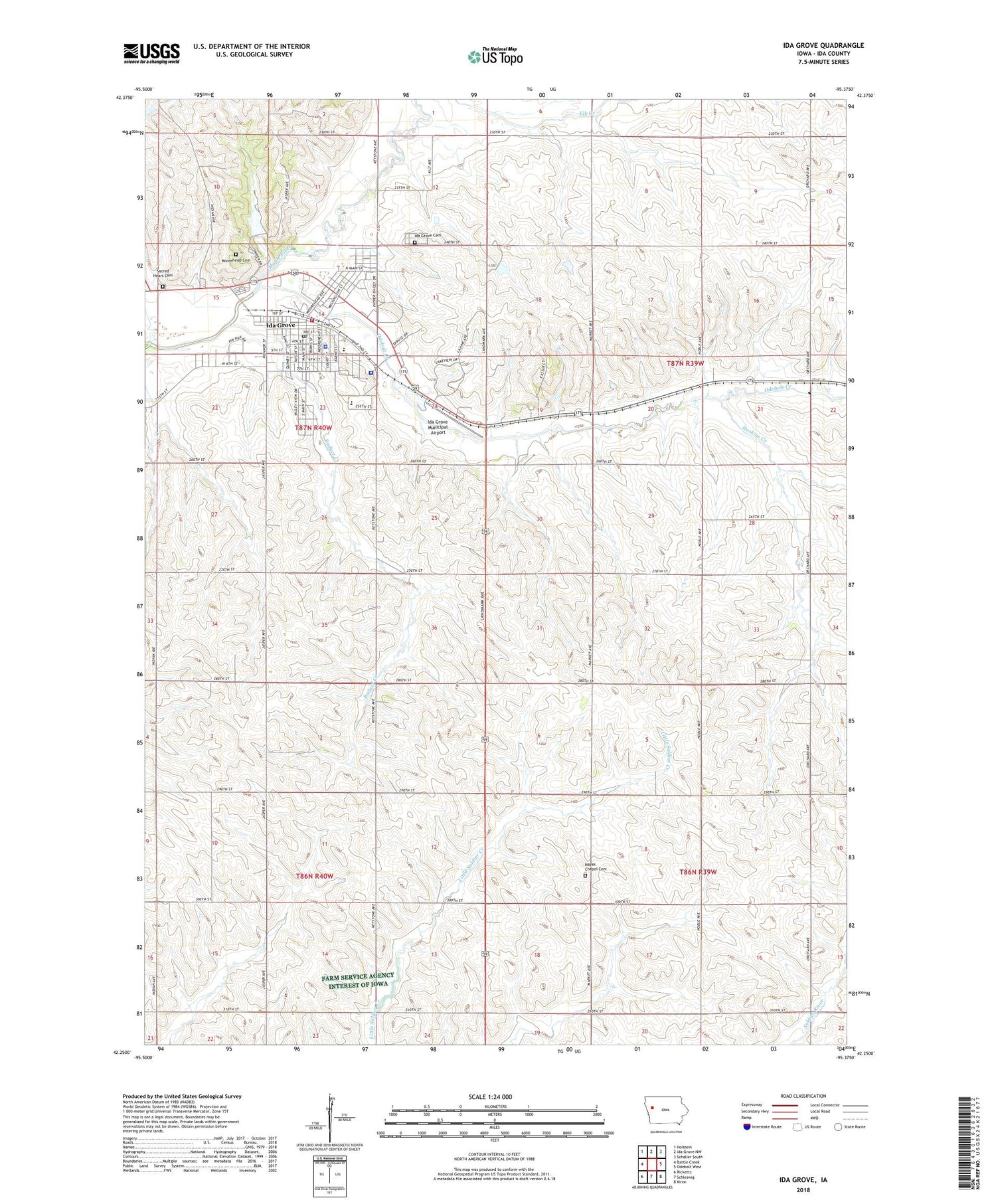Ida Grove Iowa US Topo Map Image