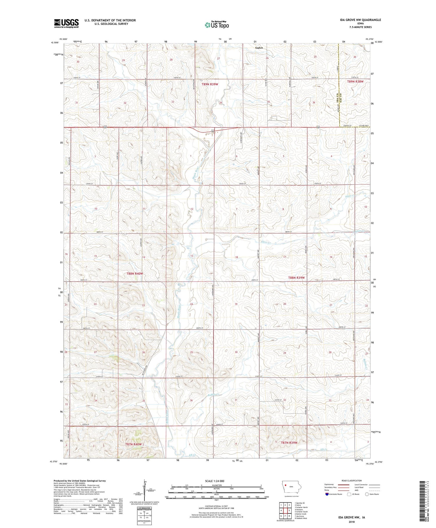 Ida Grove NW Iowa US Topo Map Image
