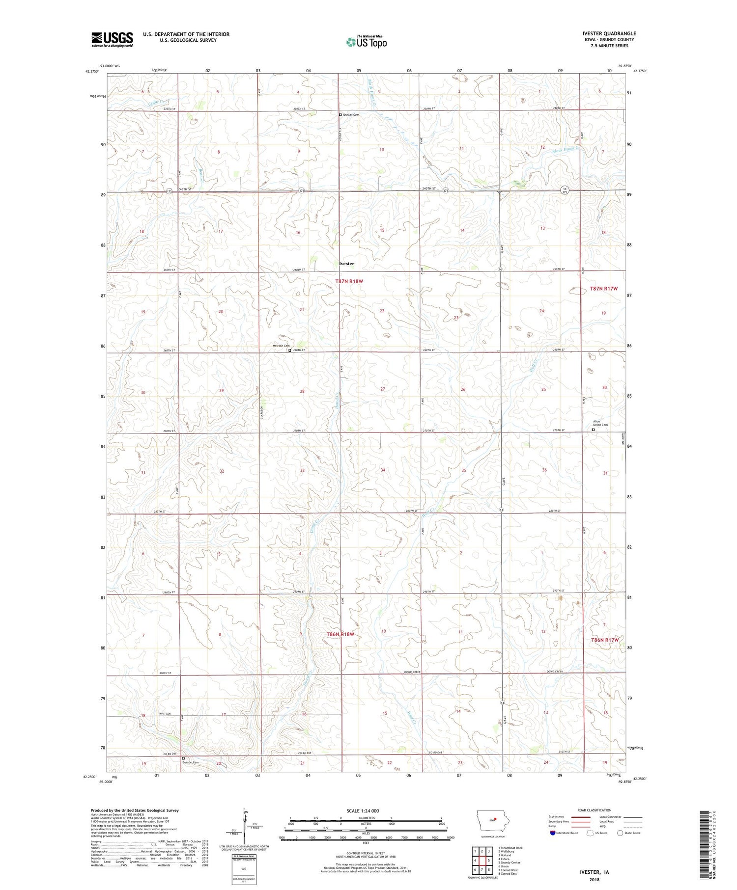 Ivester Iowa US Topo Map Image