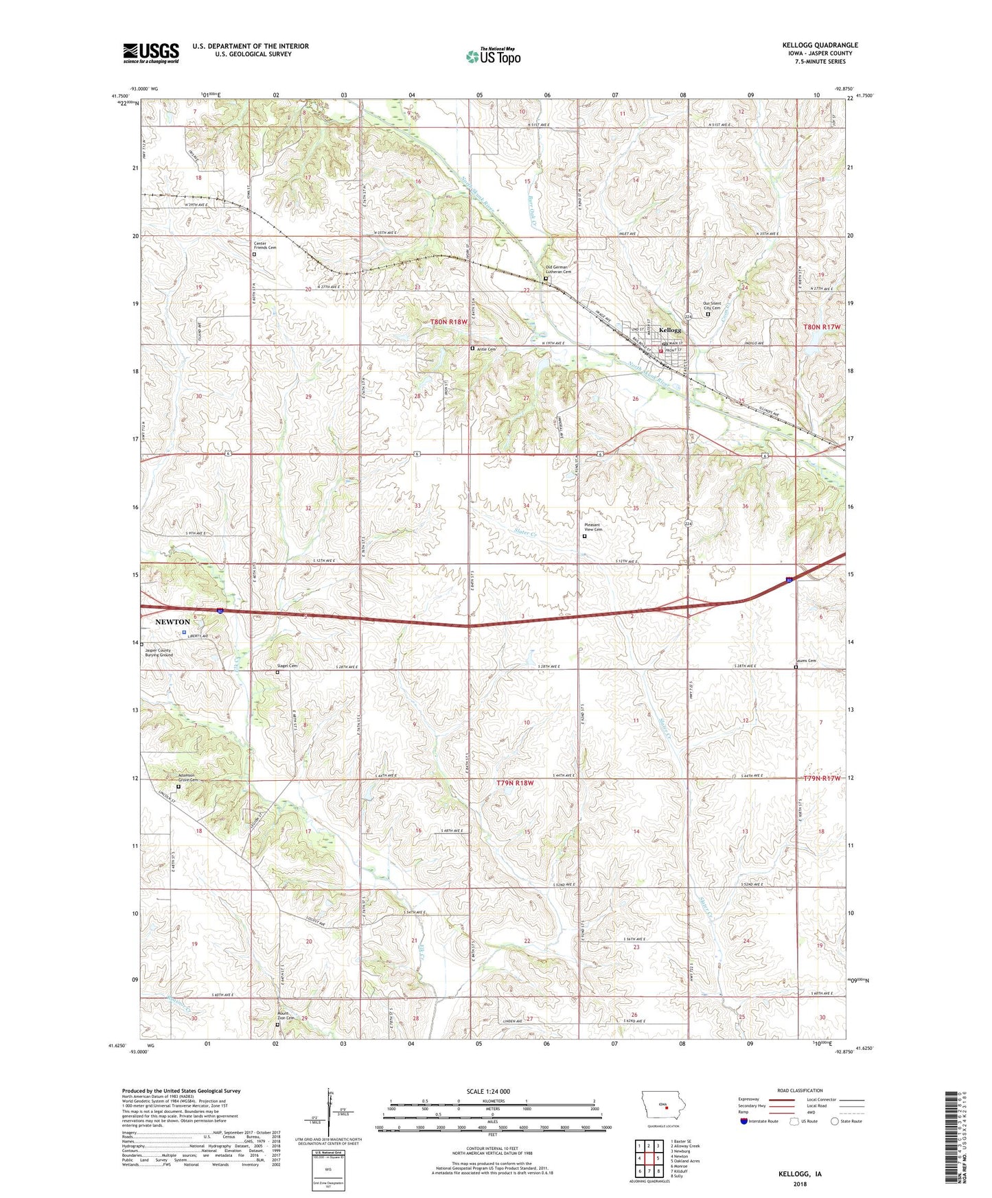 Kellogg Iowa US Topo Map Image