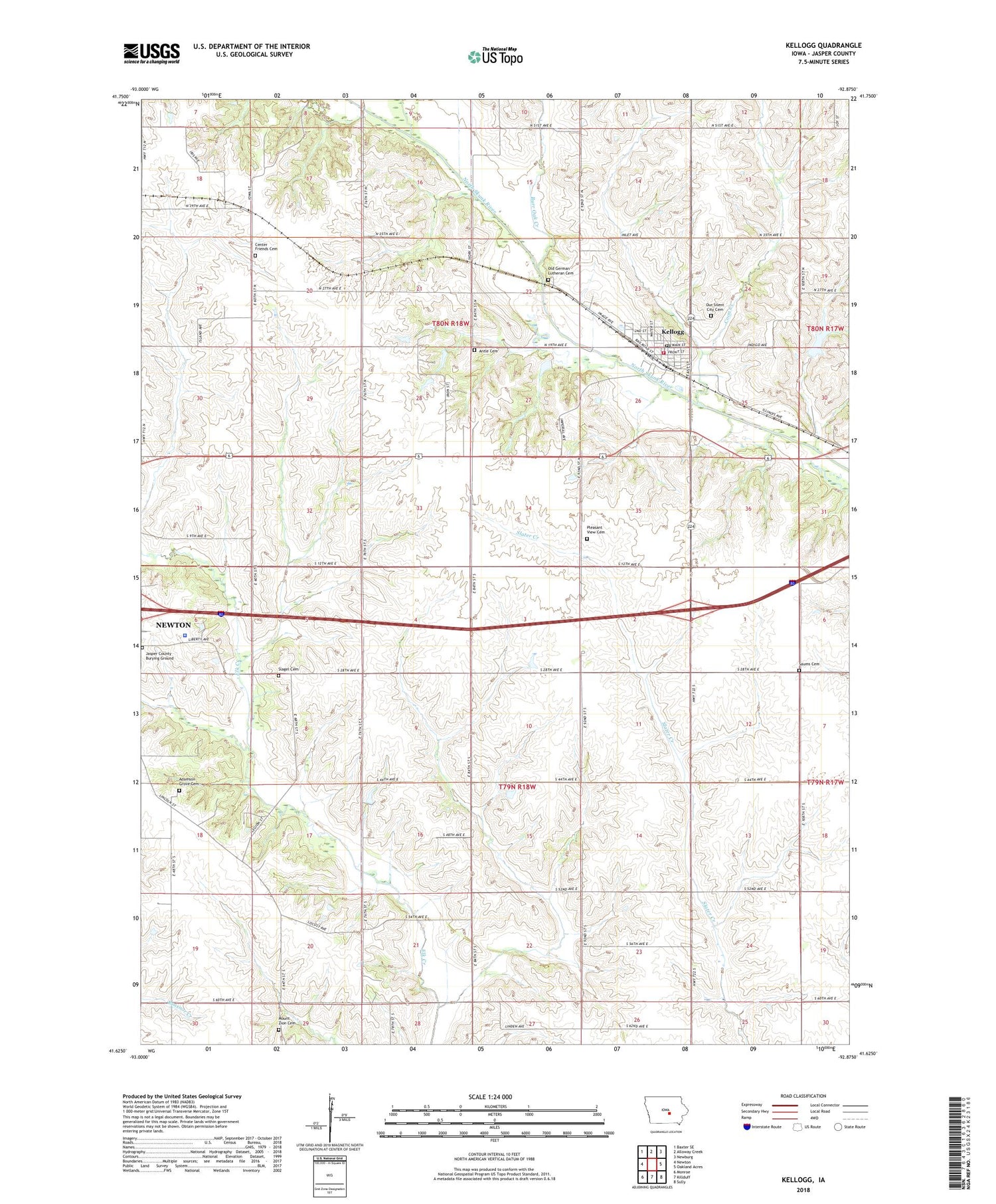Kellogg Iowa US Topo Map Image