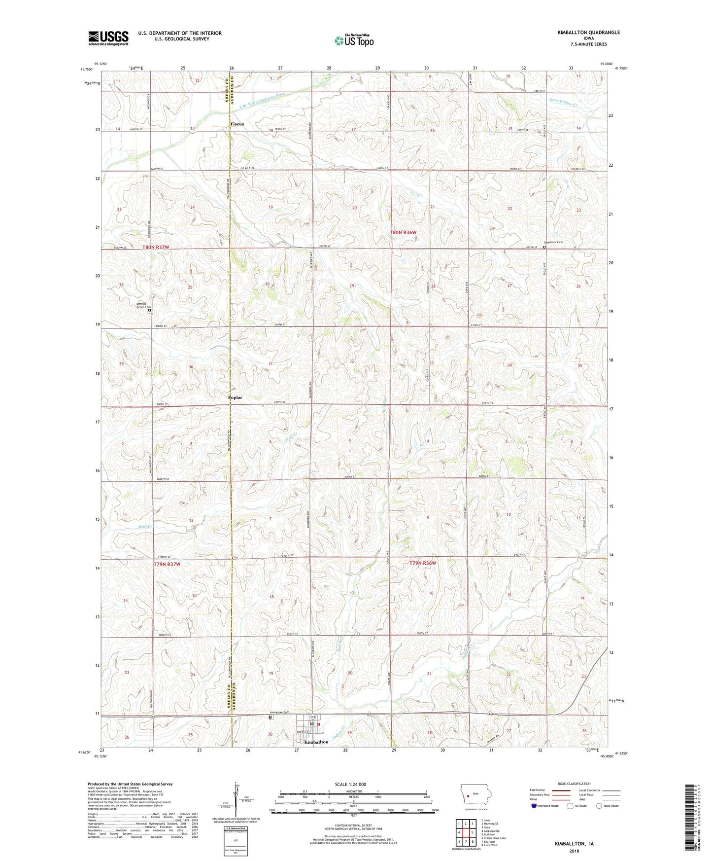 Kimballton Iowa US Topo Map Image