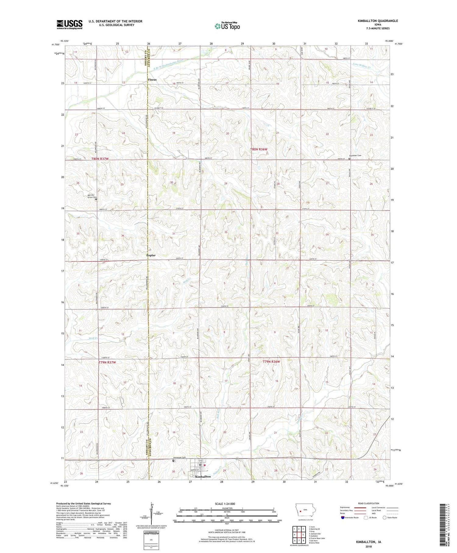 Kimballton Iowa US Topo Map Image