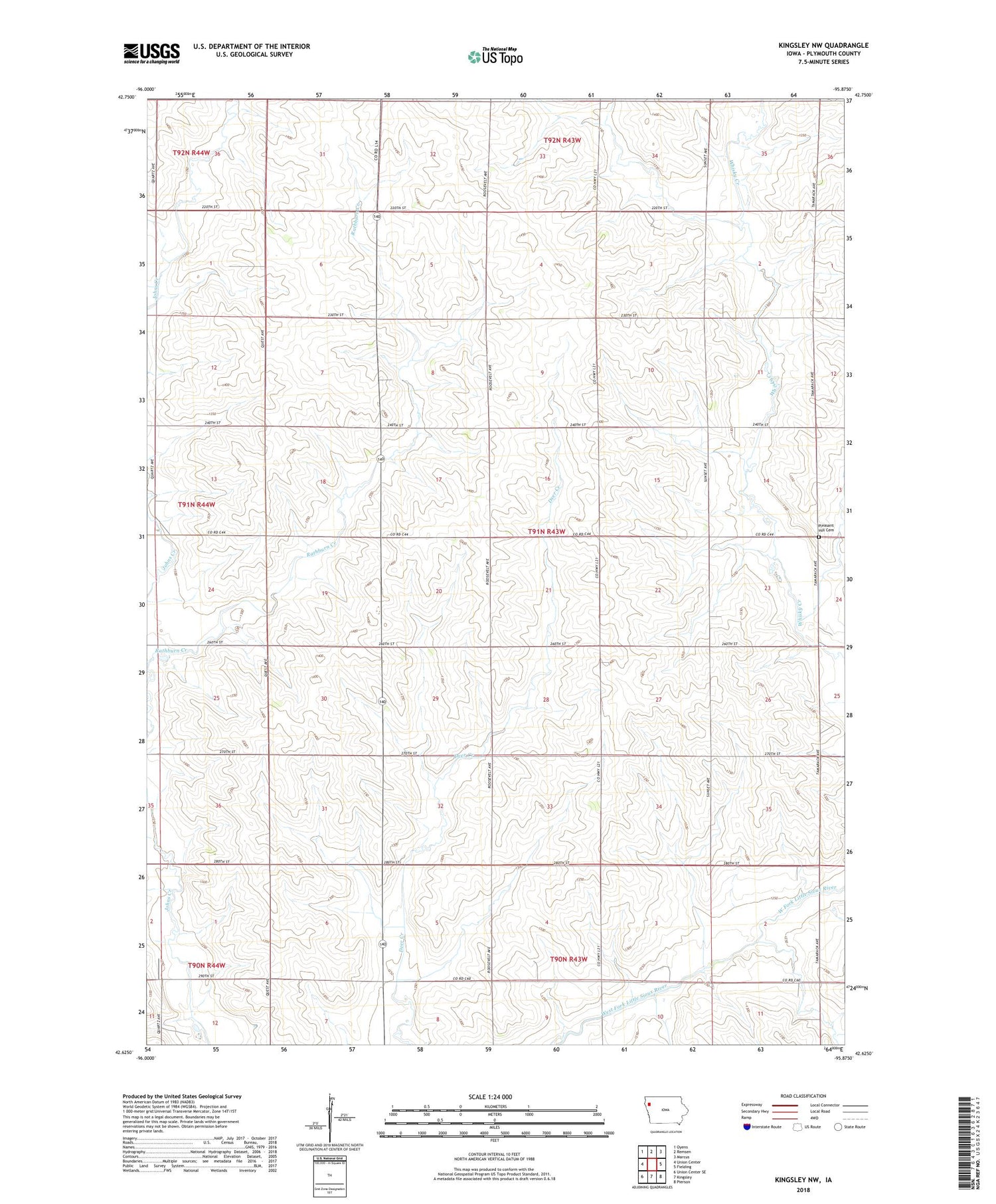 Kingsley NW Iowa US Topo Map Image