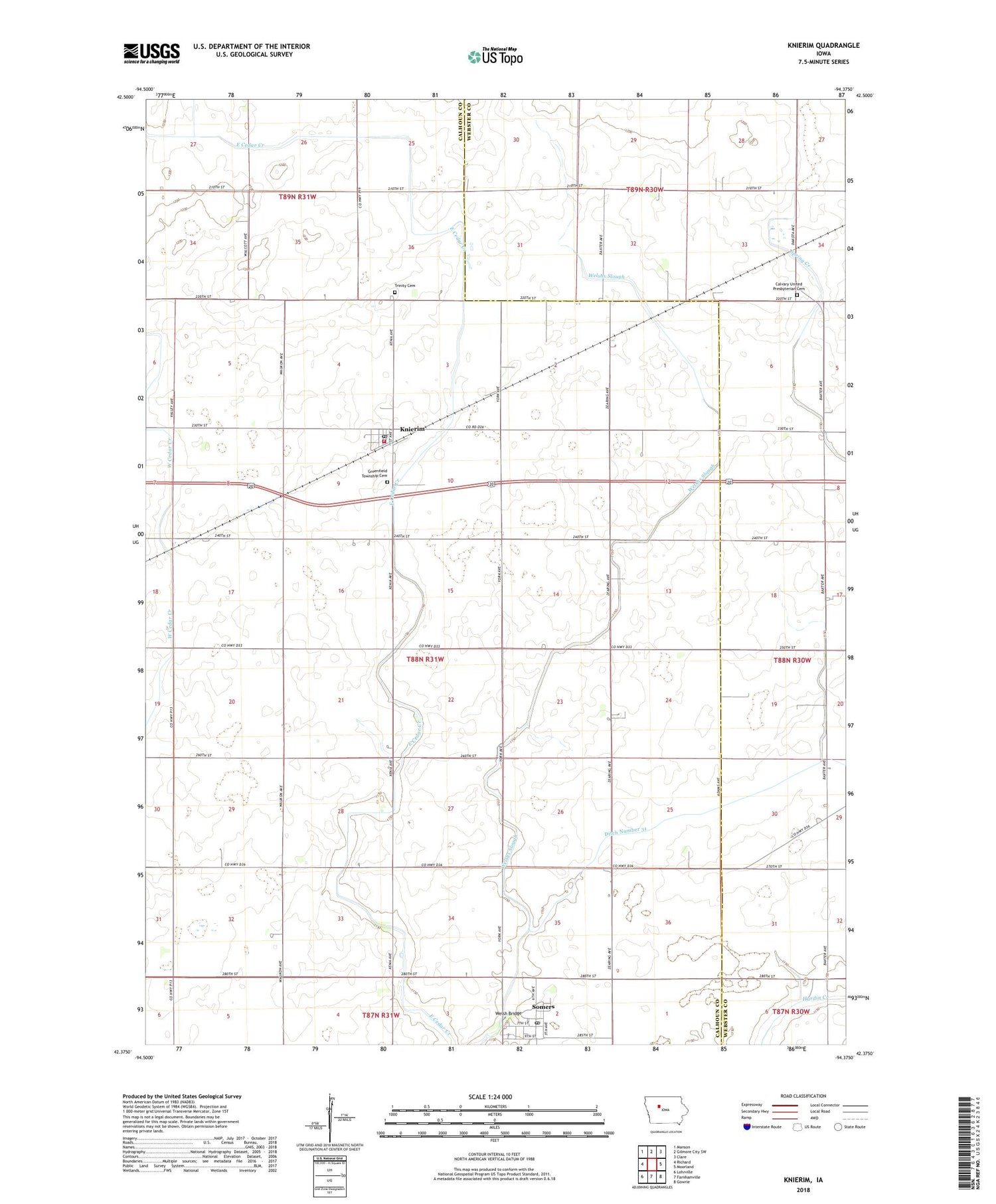 Knierim Iowa US Topo Map Image