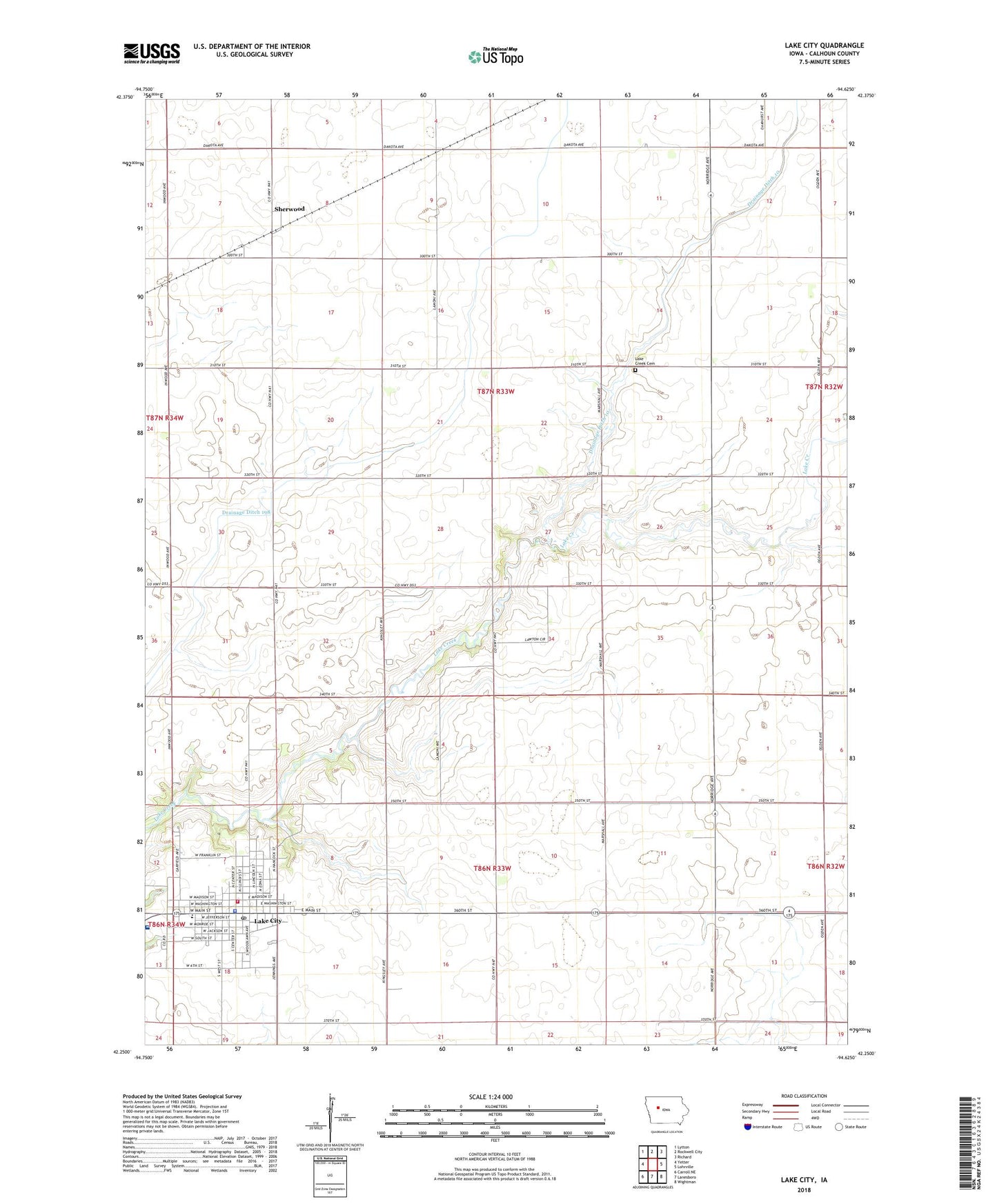 Lake City Iowa US Topo Map Image