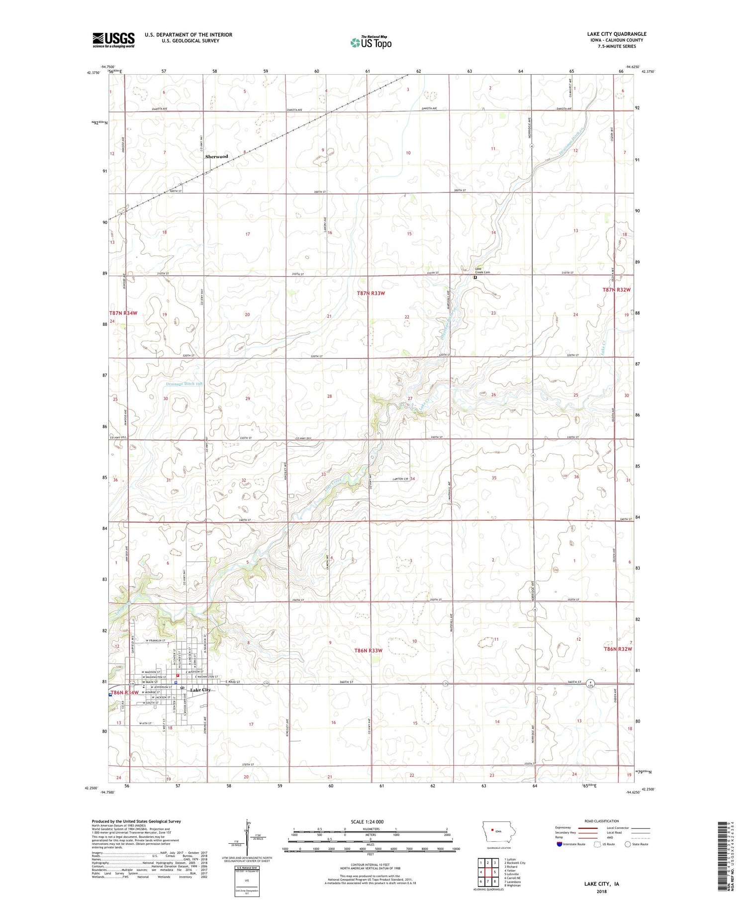 Lake City Iowa US Topo Map Image
