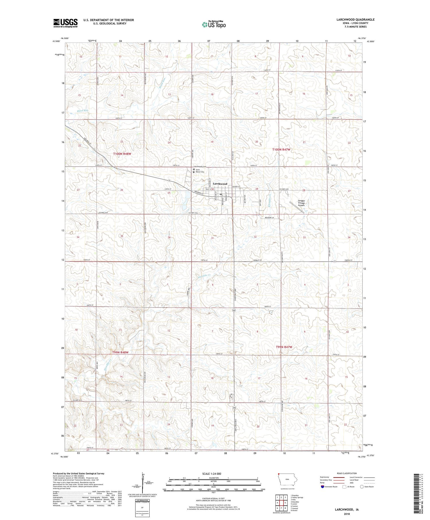 Larchwood Iowa US Topo Map Image