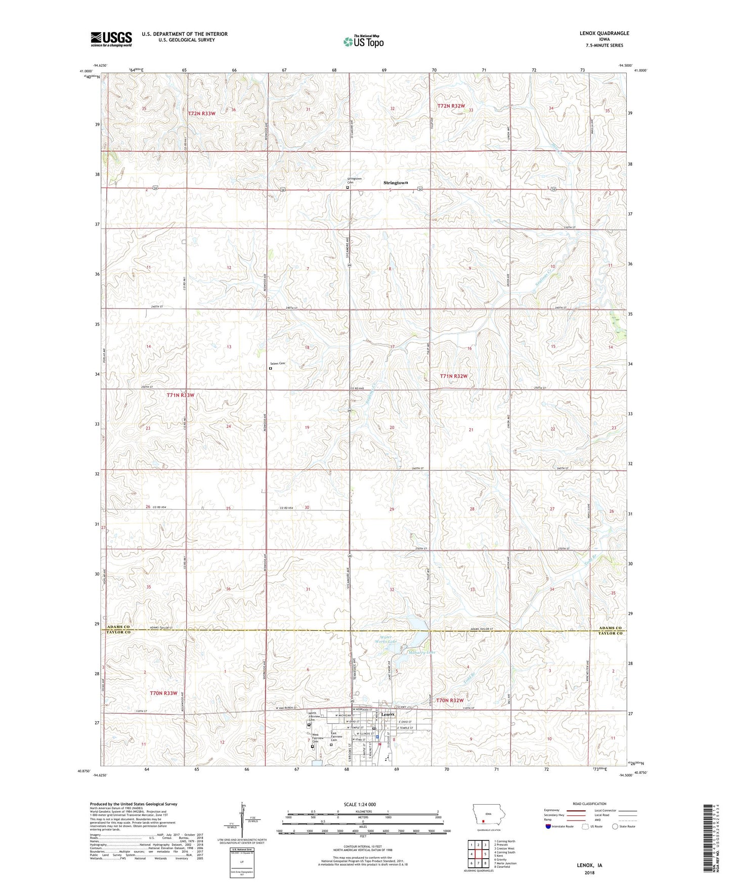 Lenox Iowa US Topo Map Image