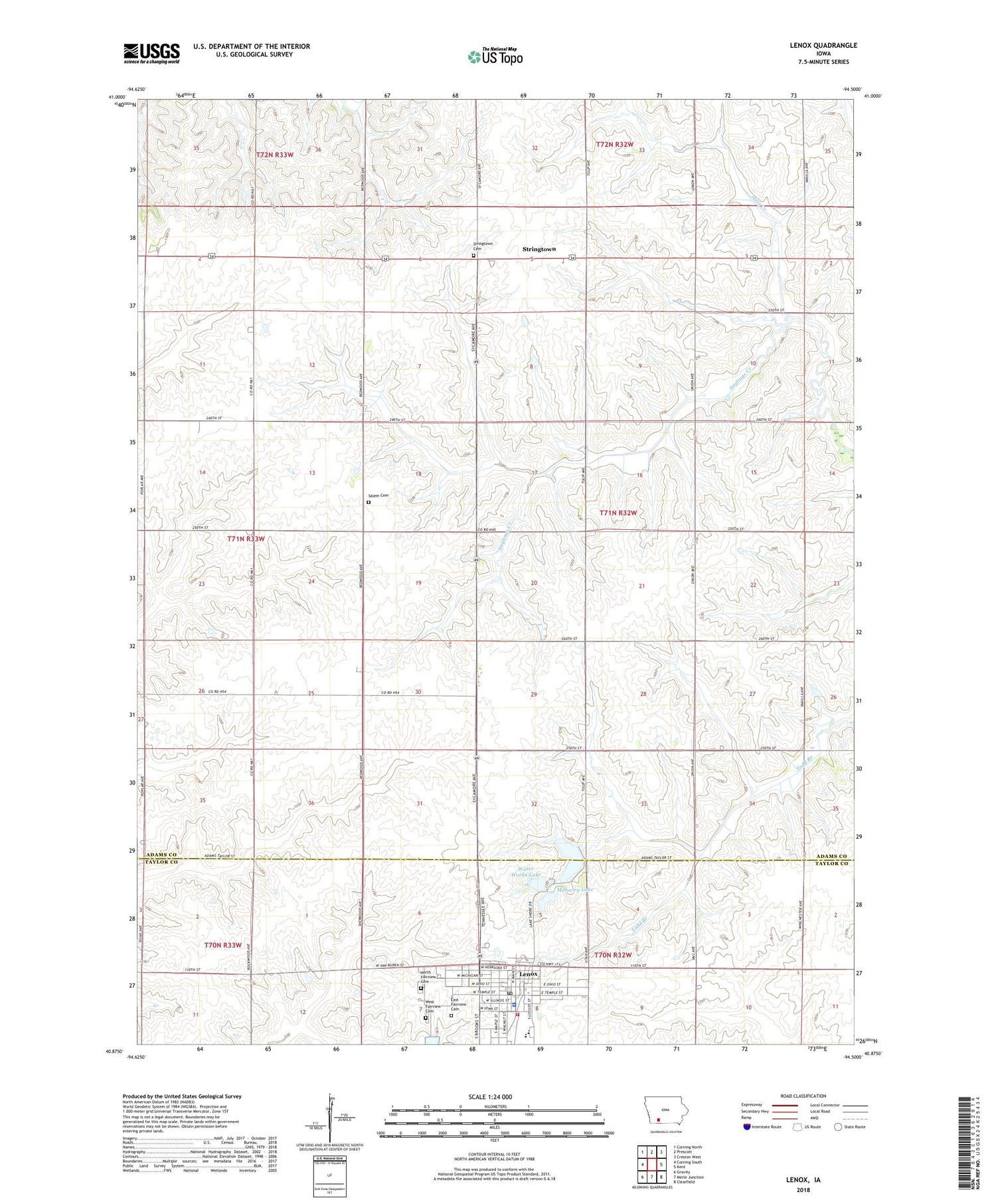 Lenox Iowa US Topo Map Image