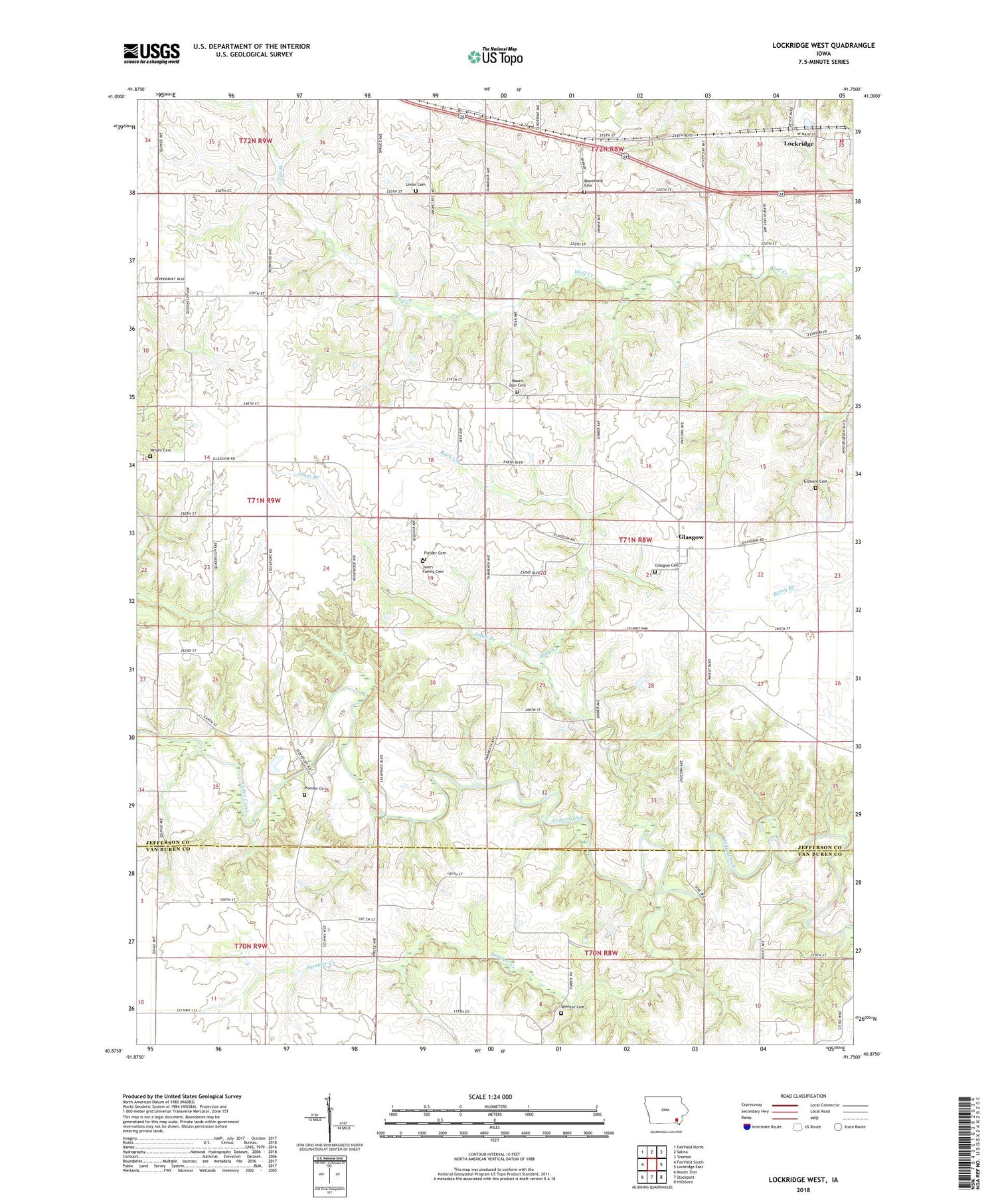 Lockridge West Iowa US Topo Map Image