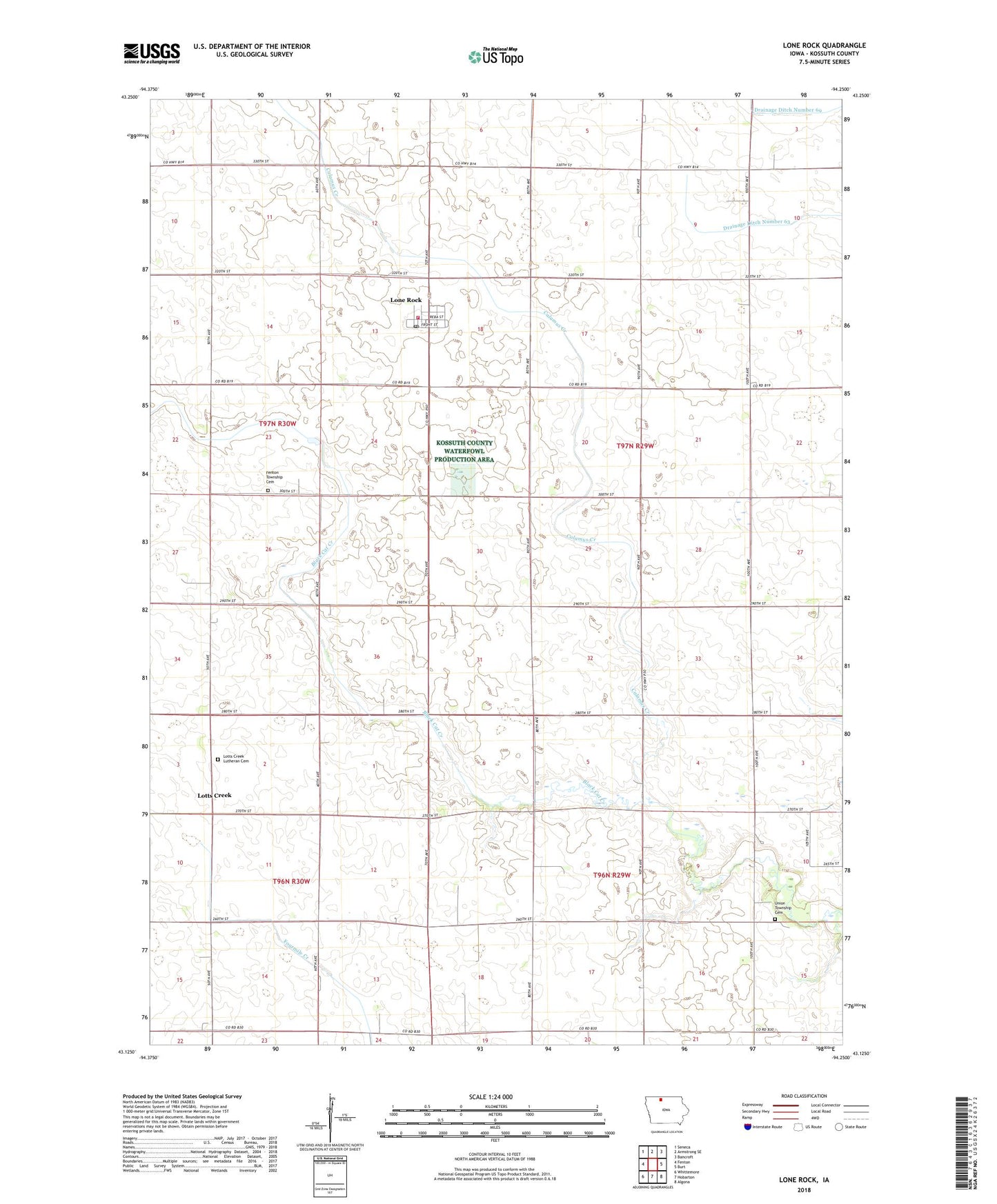 Lone Rock Iowa US Topo Map Image