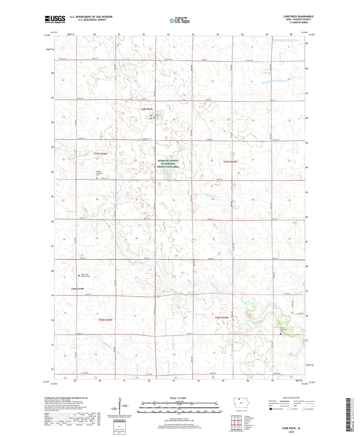 Lone Rock Iowa US Topo Map Image