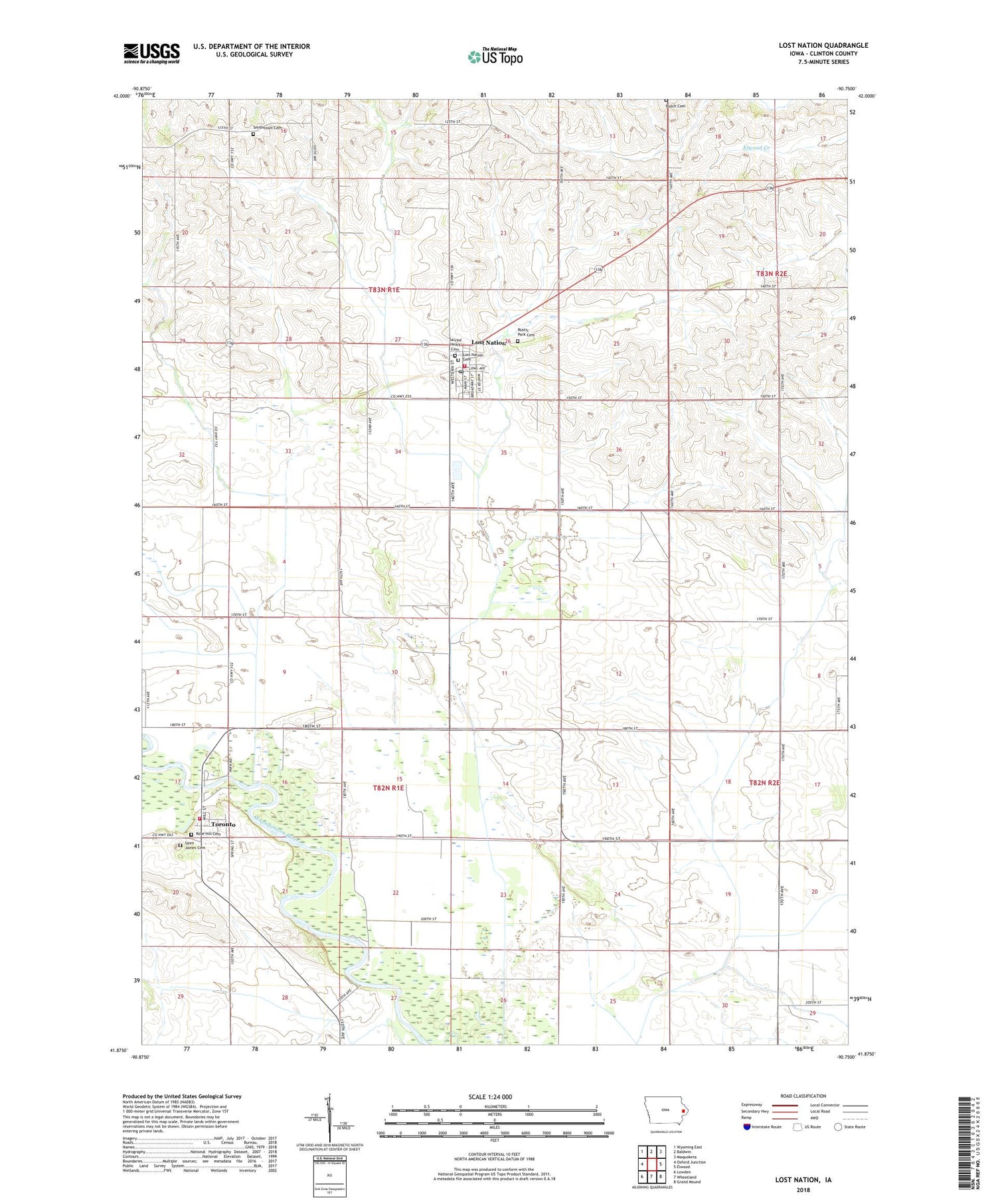Lost Nation Iowa US Topo Map Image
