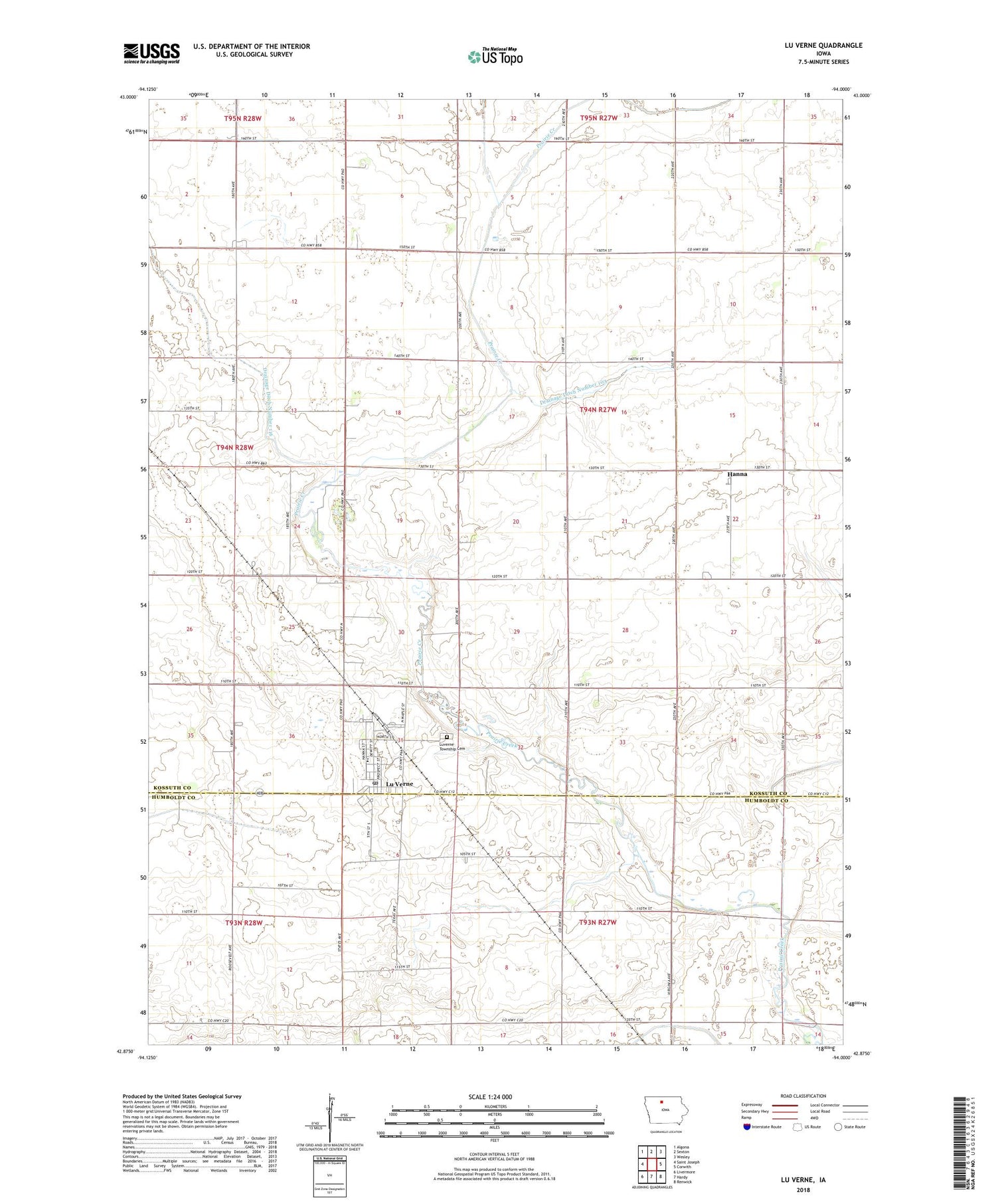 Lu Verne Iowa US Topo Map Image