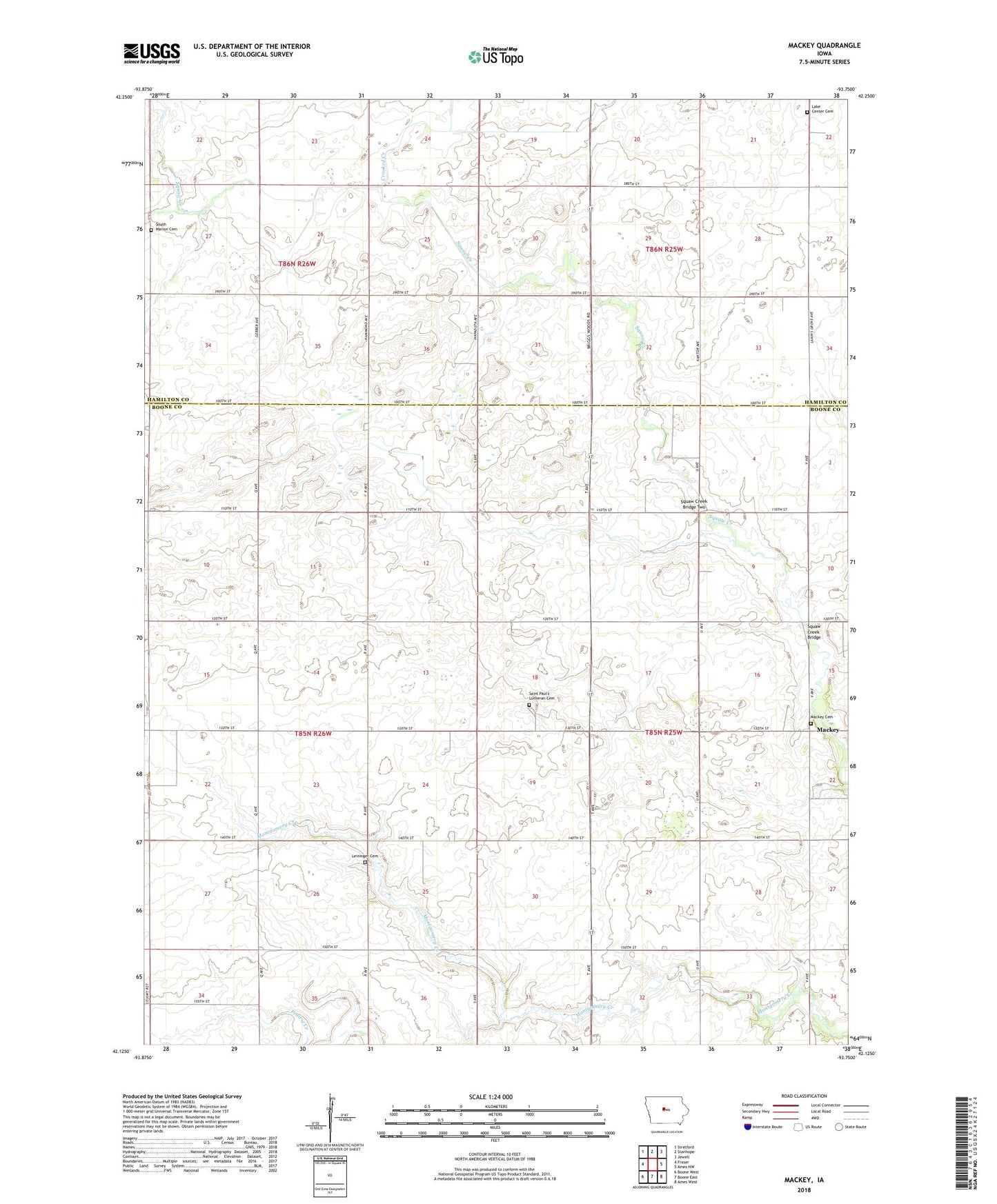 Mackey Iowa US Topo Map Image