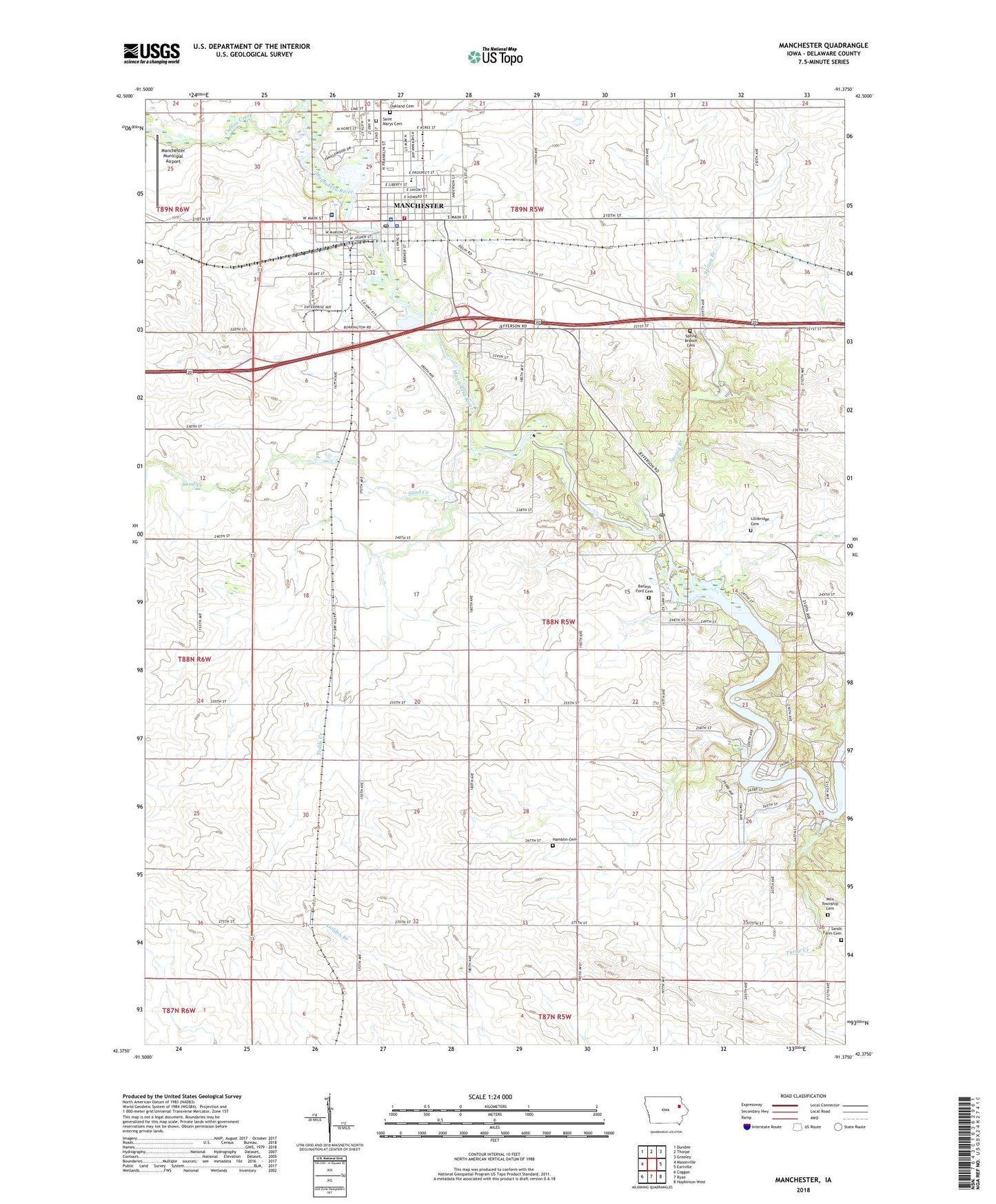 Manchester Iowa US Topo Map Image