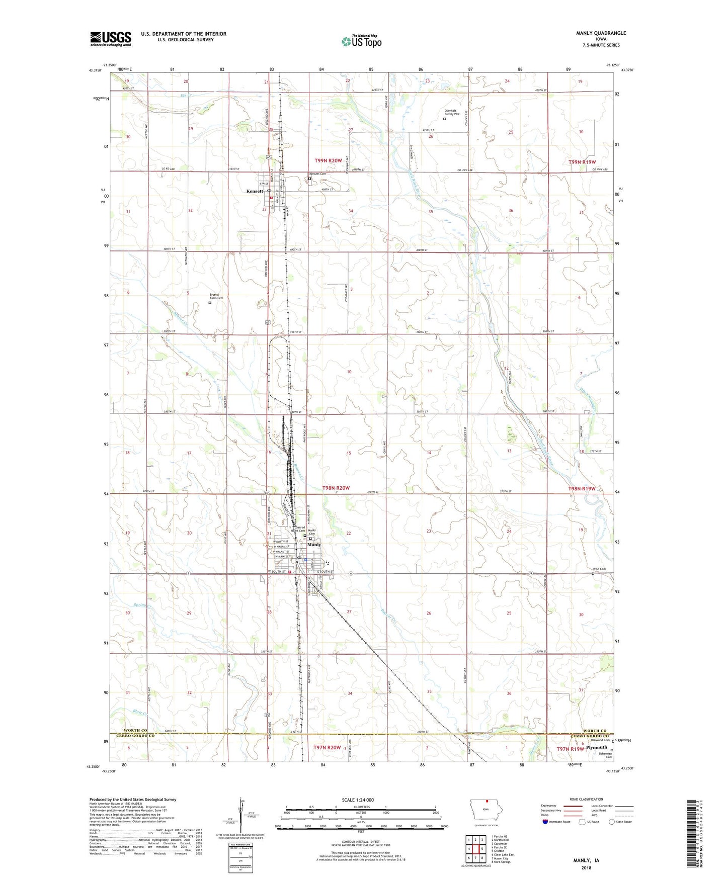 Manly Iowa US Topo Map Image