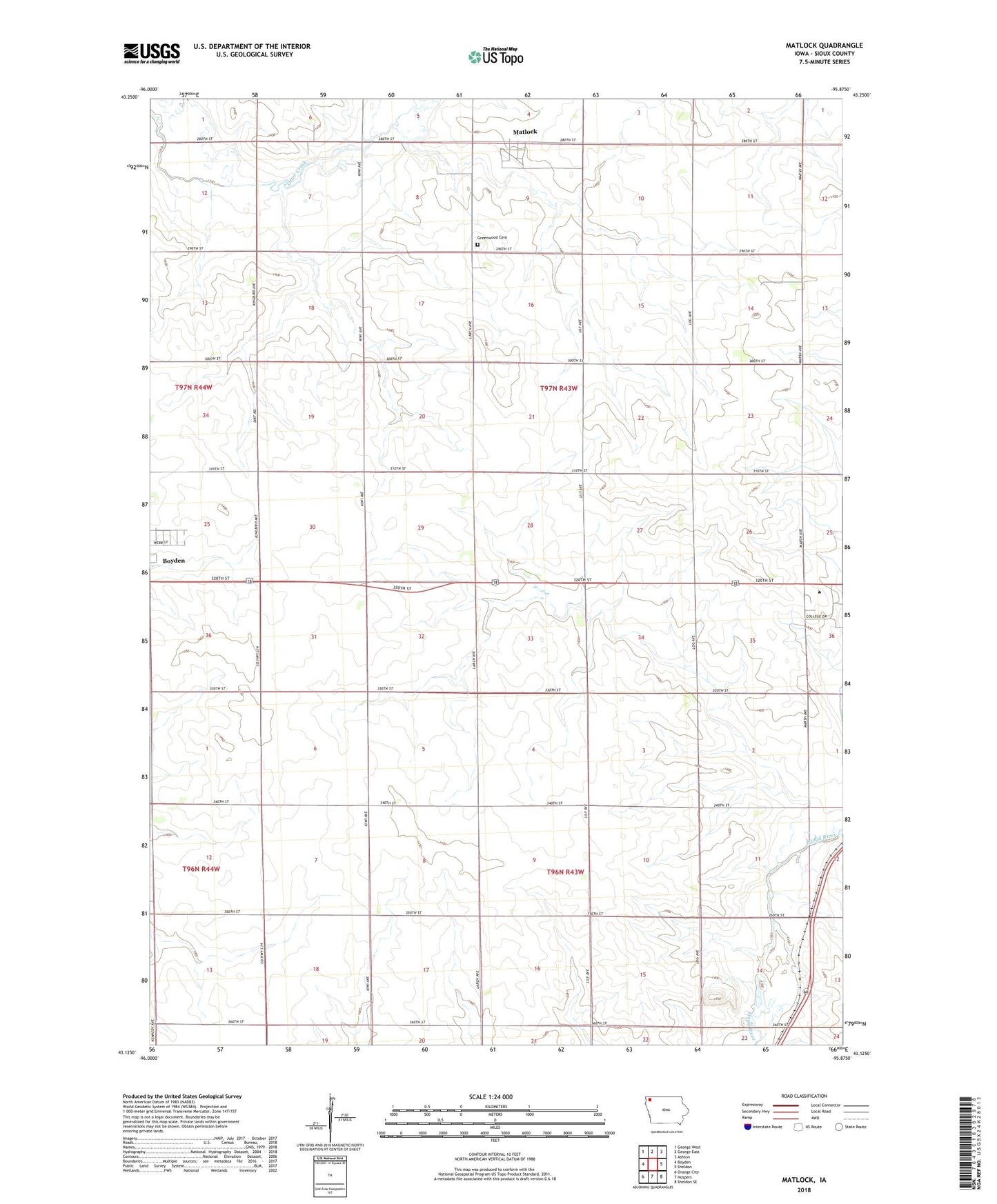 Matlock Iowa US Topo Map Image