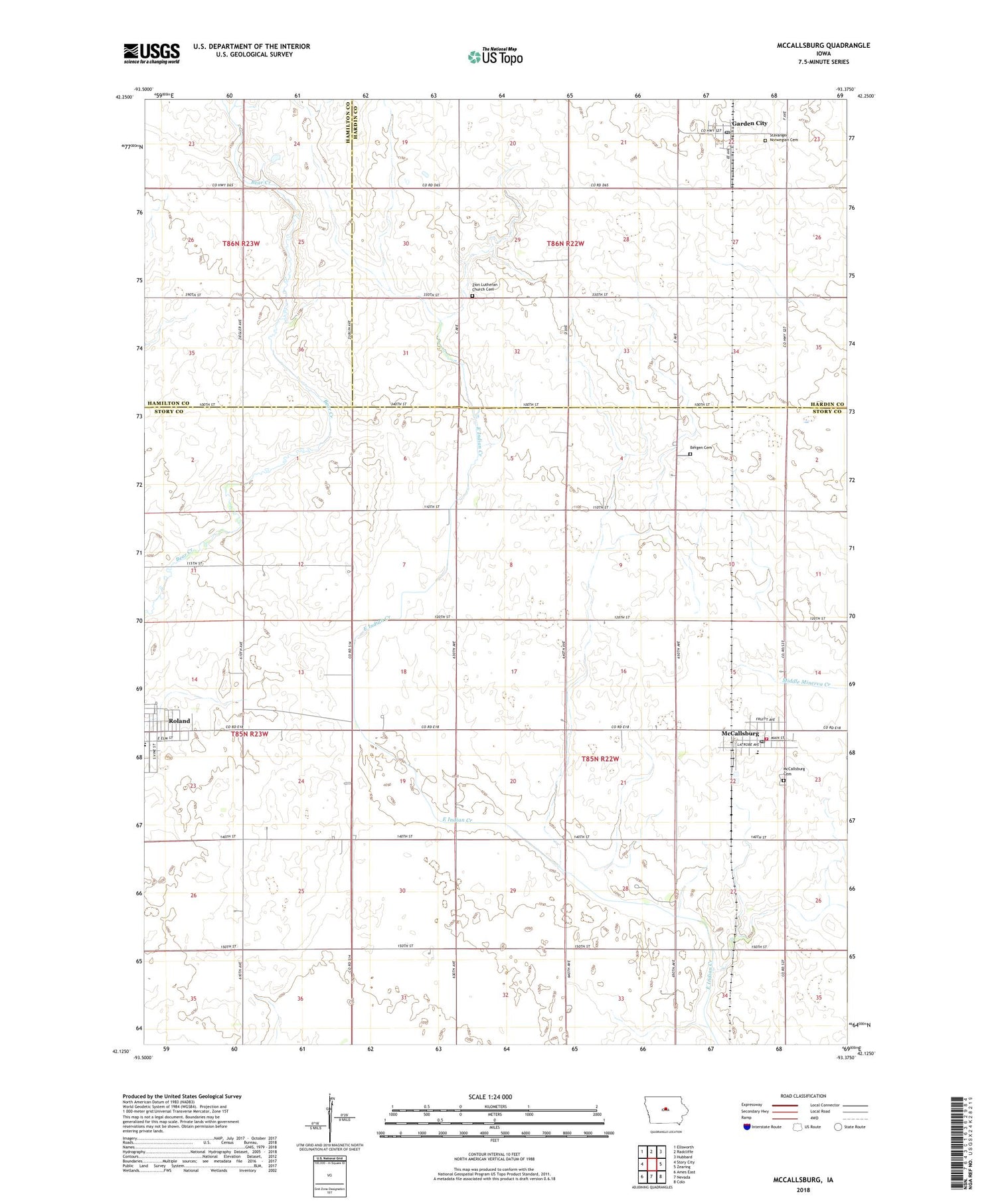 McCallsburg Iowa US Topo Map Image