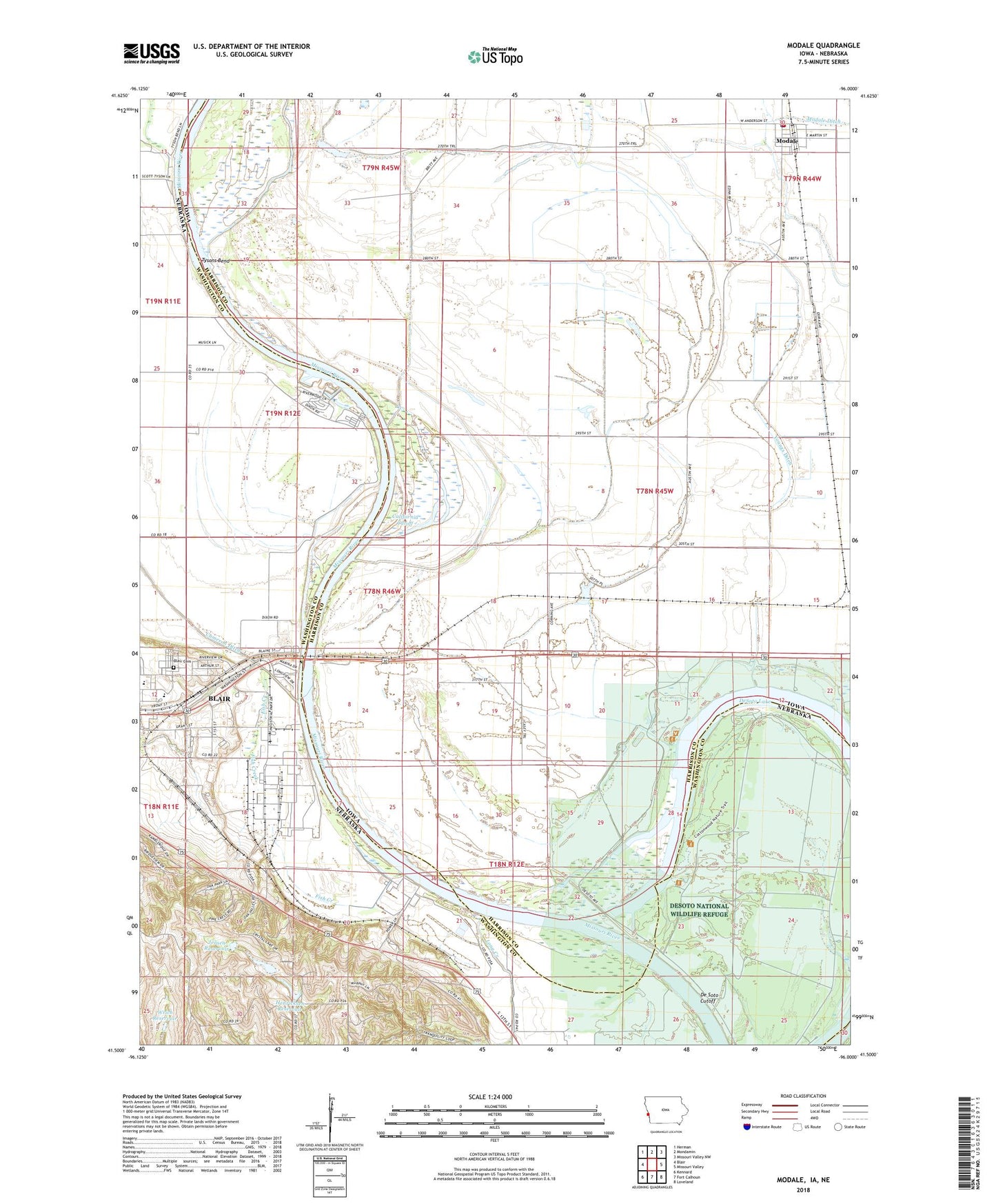 Modale Iowa US Topo Map Image