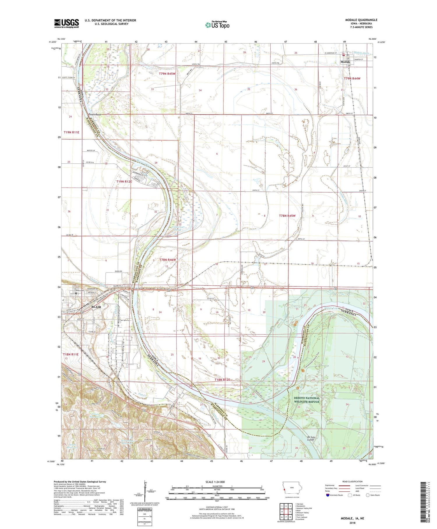 Modale Iowa US Topo Map Image