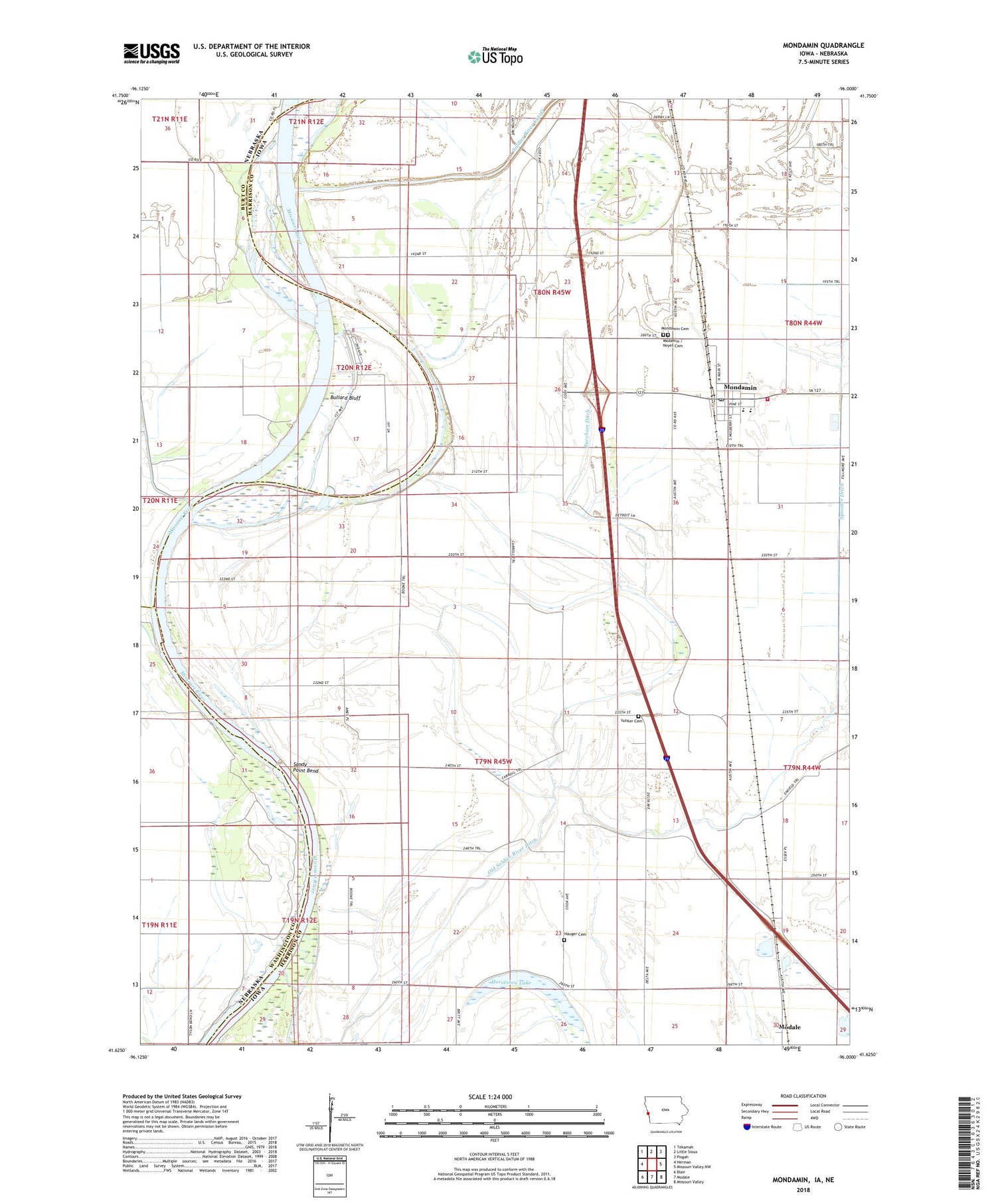 Mondamin Iowa US Topo Map Image