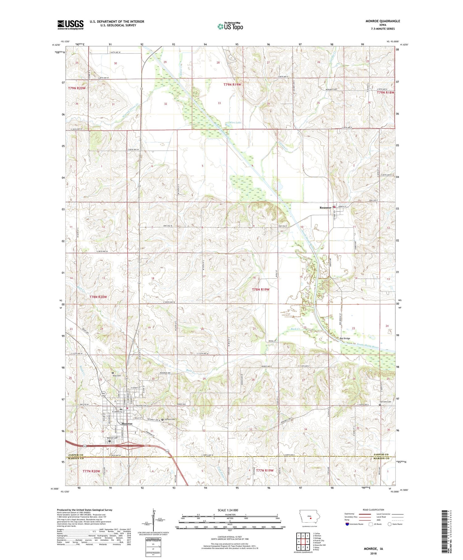 Monroe Iowa US Topo Map Image