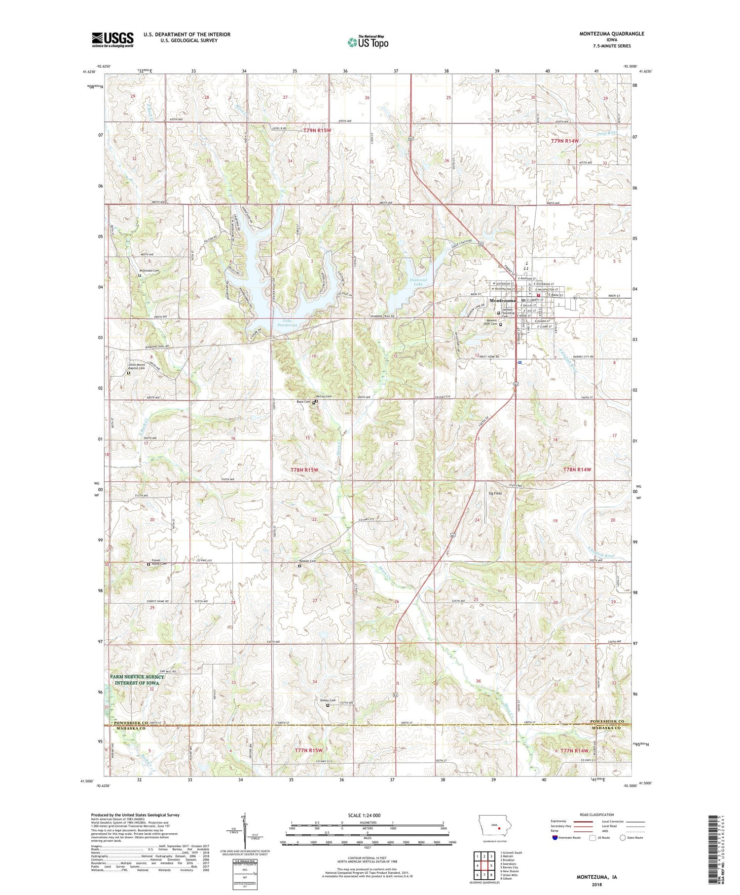 Montezuma Iowa US Topo Map Image