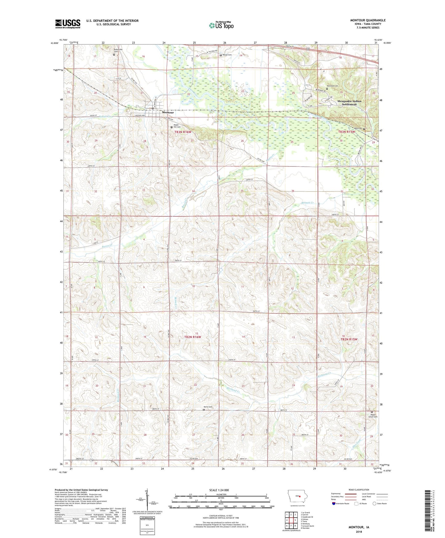 Montour Iowa US Topo Map Image