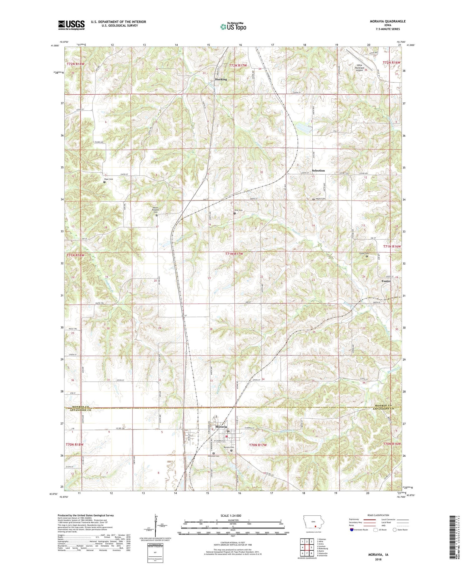 Moravia Iowa US Topo Map Image