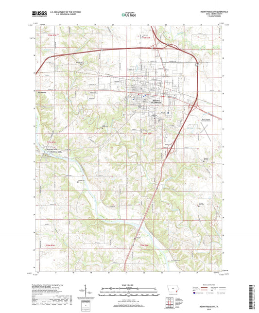 Mount Pleasant Iowa US Topo Map Image