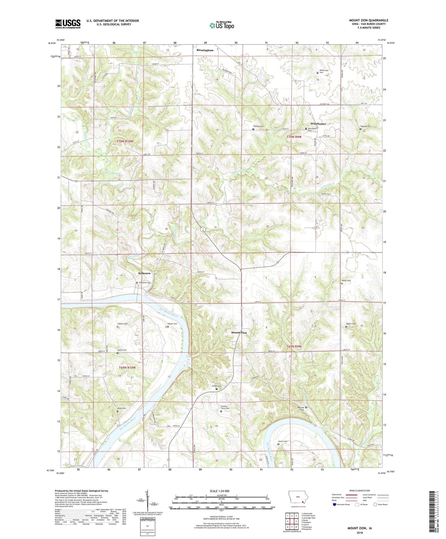 Mount Zion Iowa US Topo Map Image