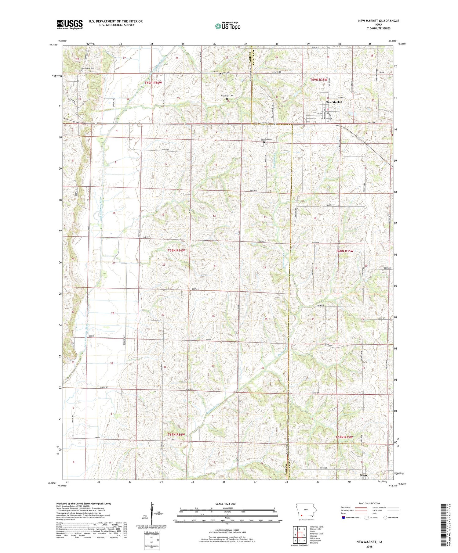 New Market Iowa US Topo Map Image