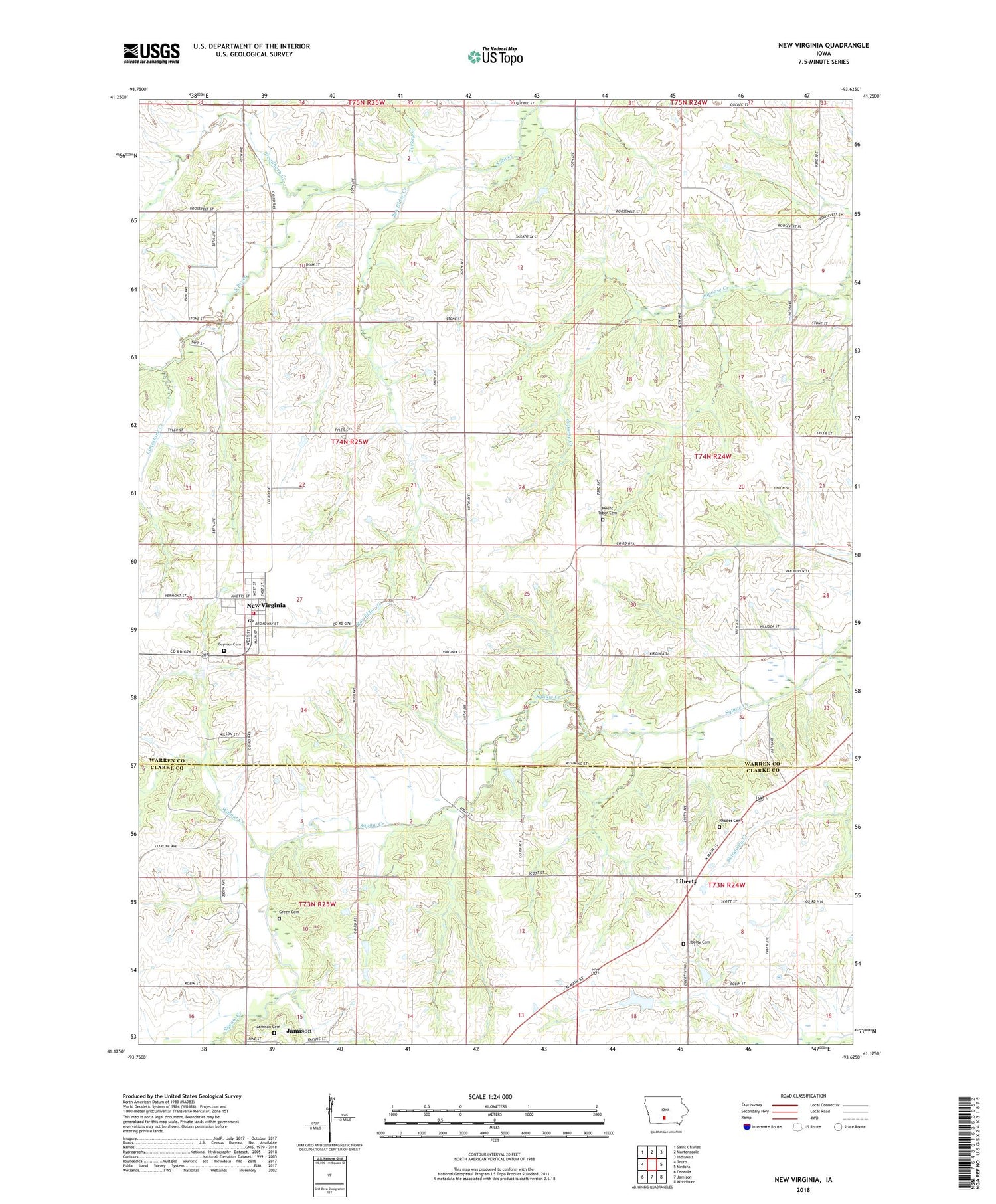 New Virginia Iowa US Topo Map Image