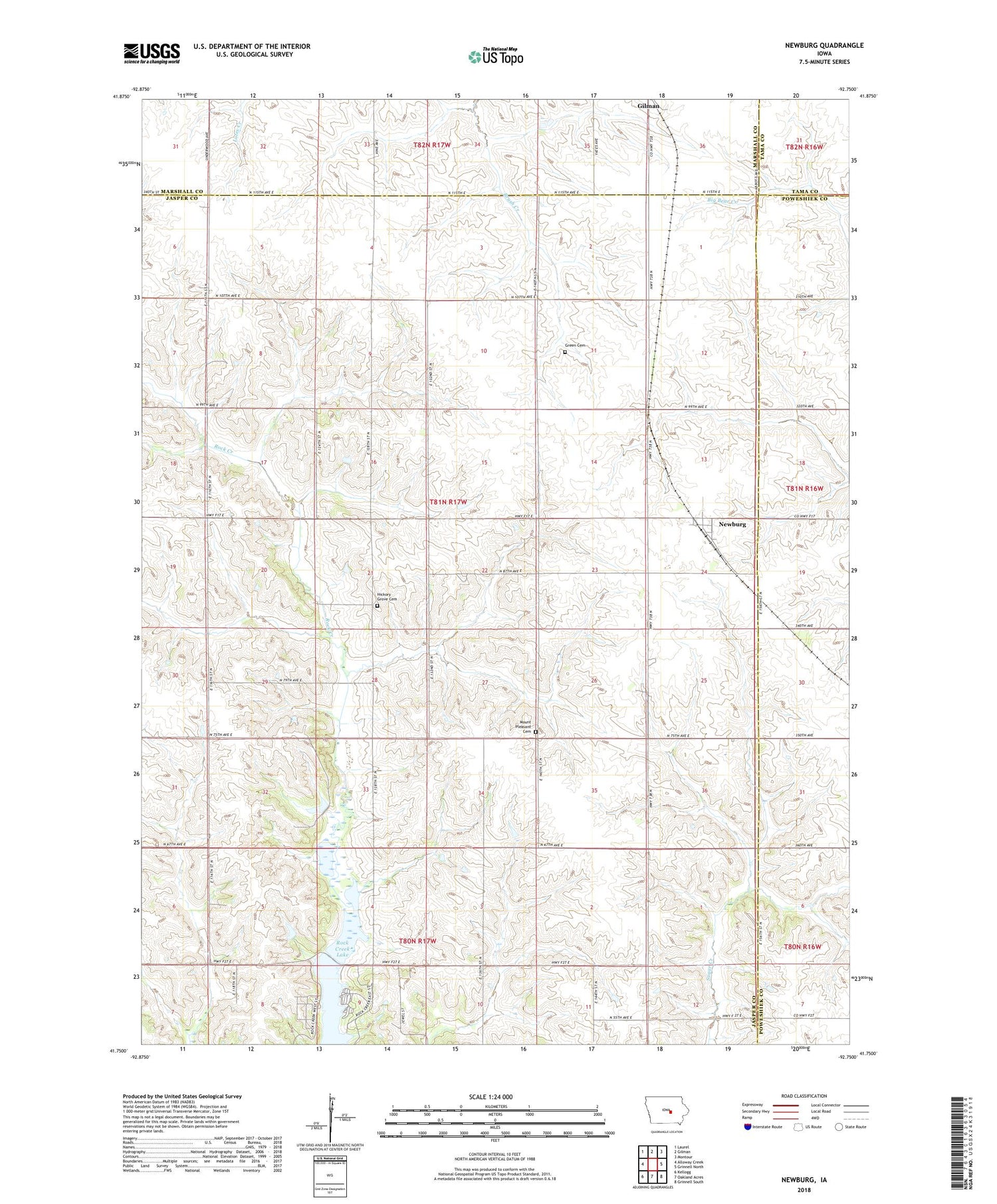 Newburg Iowa US Topo Map Image