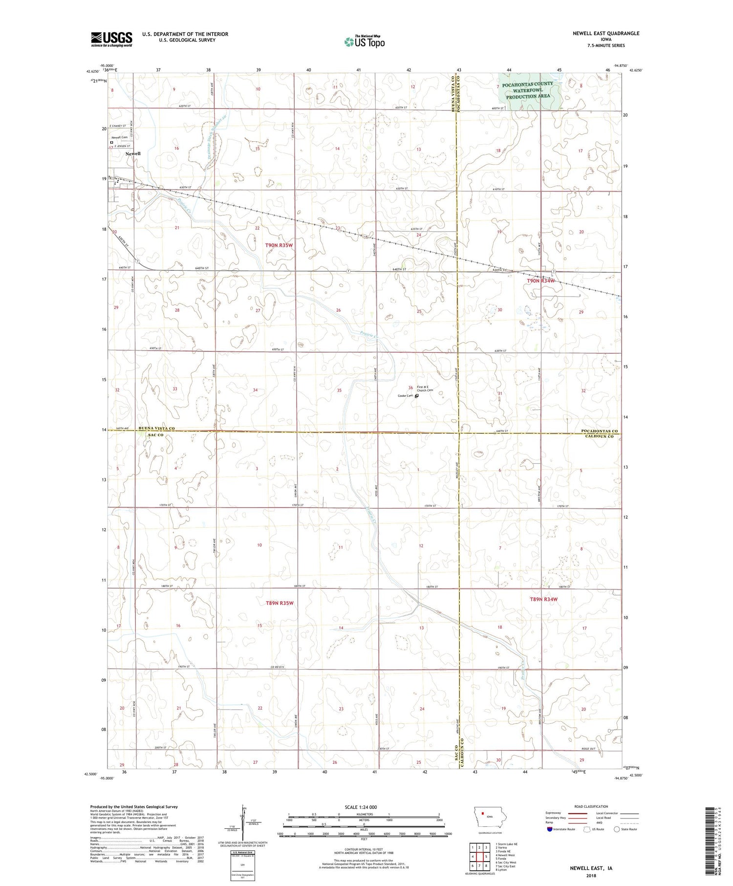 Newell East Iowa US Topo Map Image
