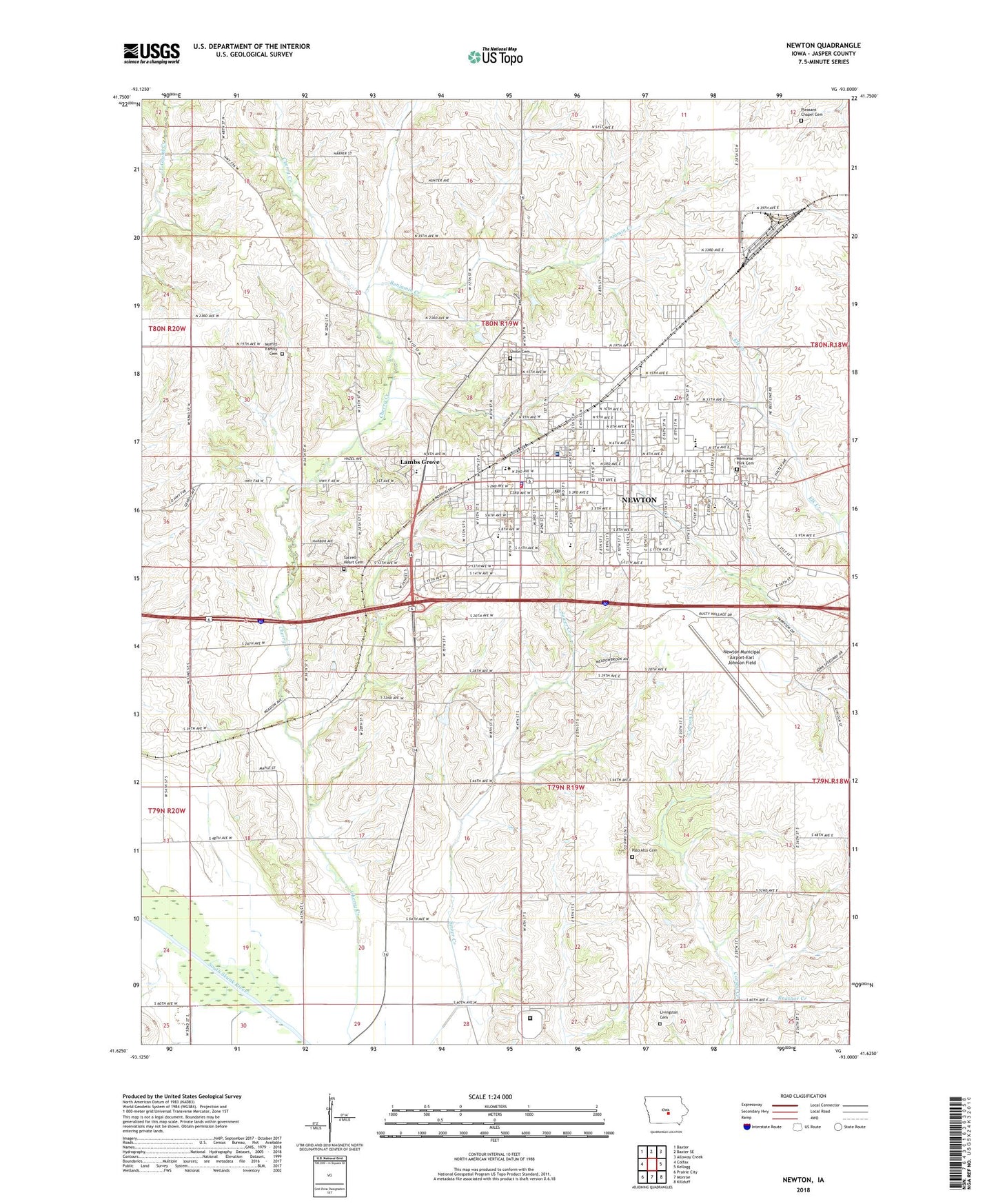 Newton Iowa US Topo Map Image