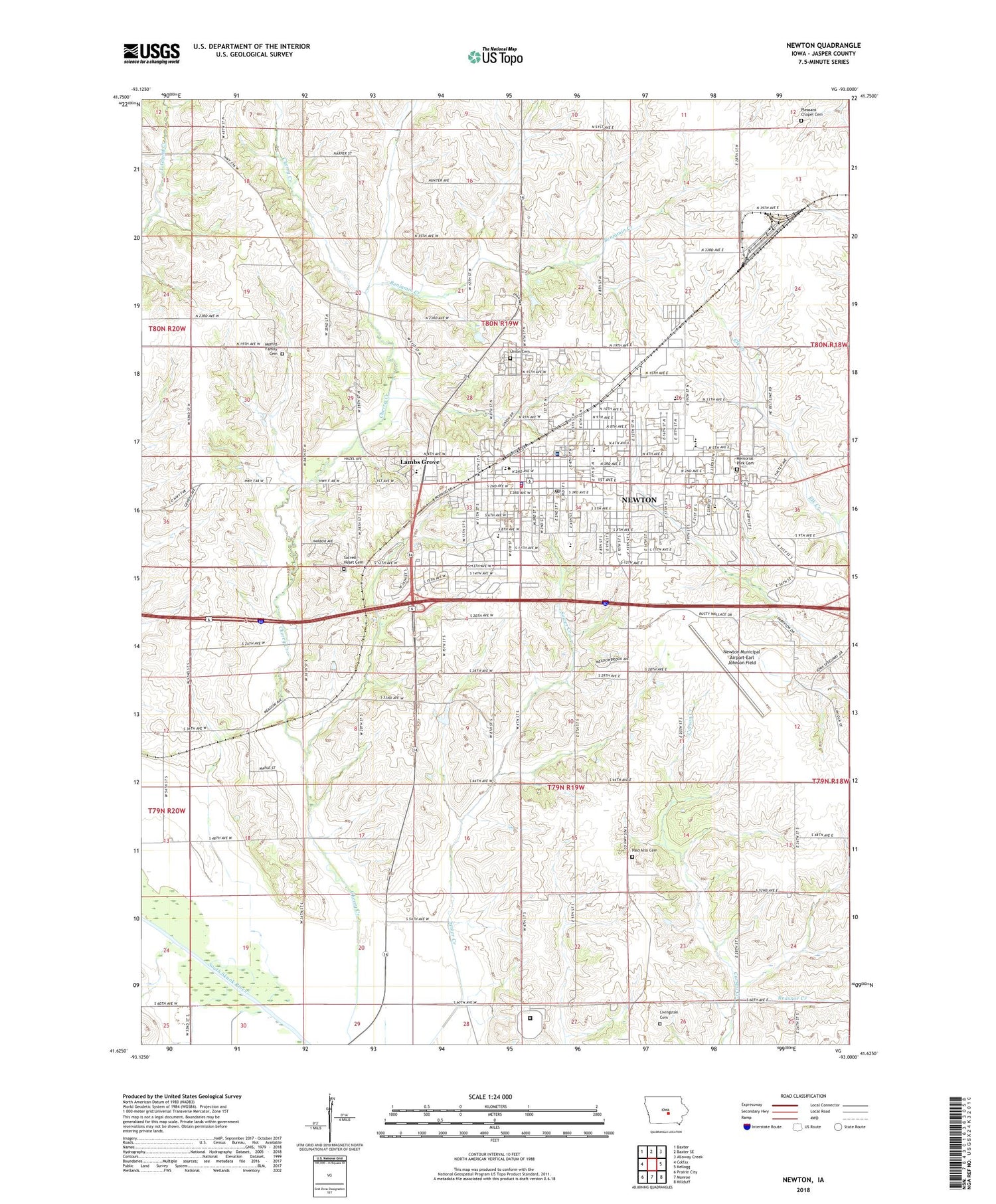 Newton Iowa US Topo Map Image