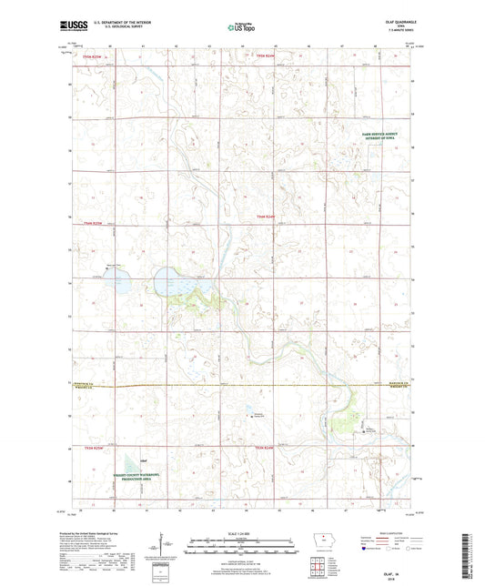 Olaf Iowa US Topo Map Image