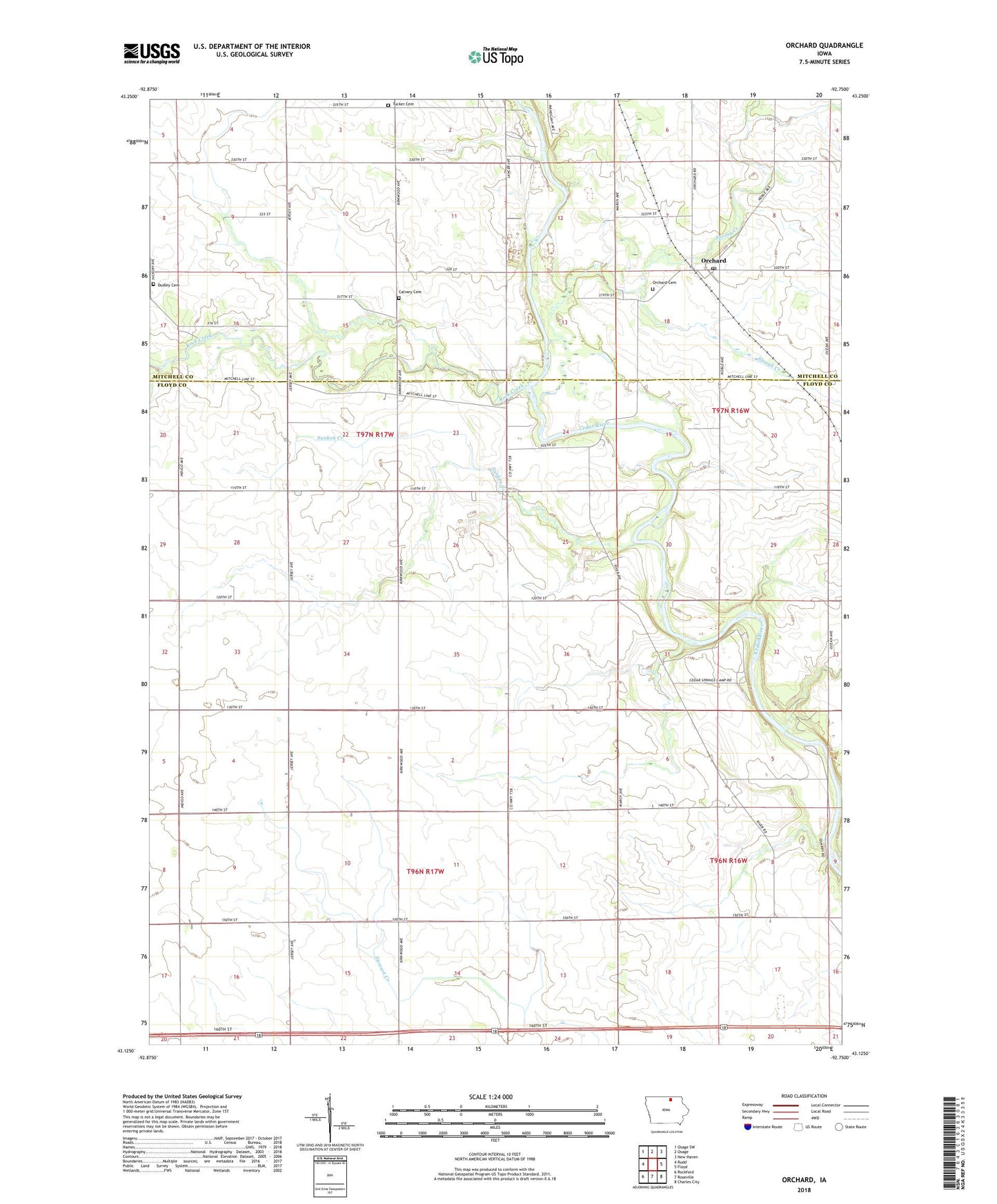 Orchard Iowa US Topo Map Image