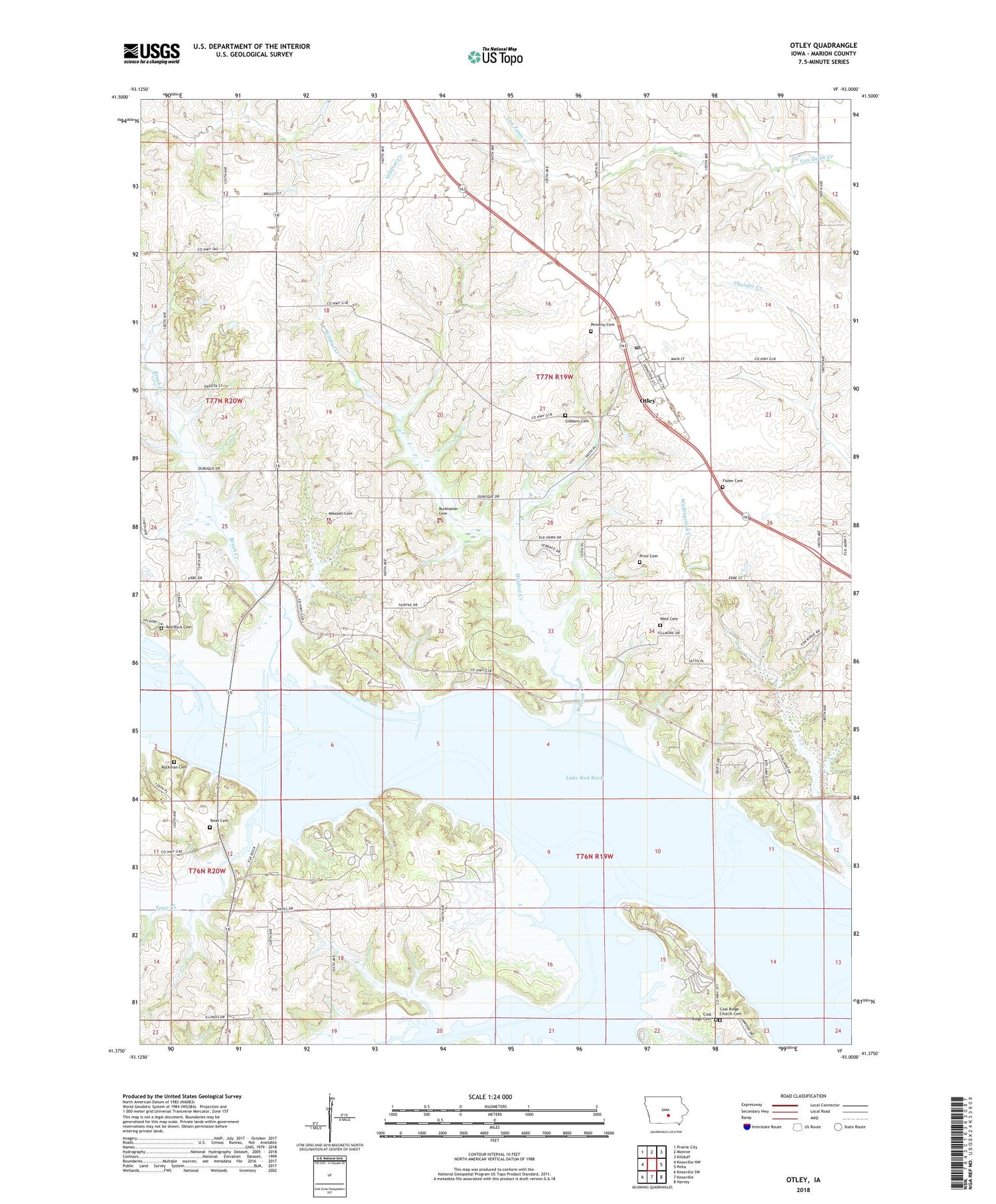 Otley Iowa US Topo Map Image